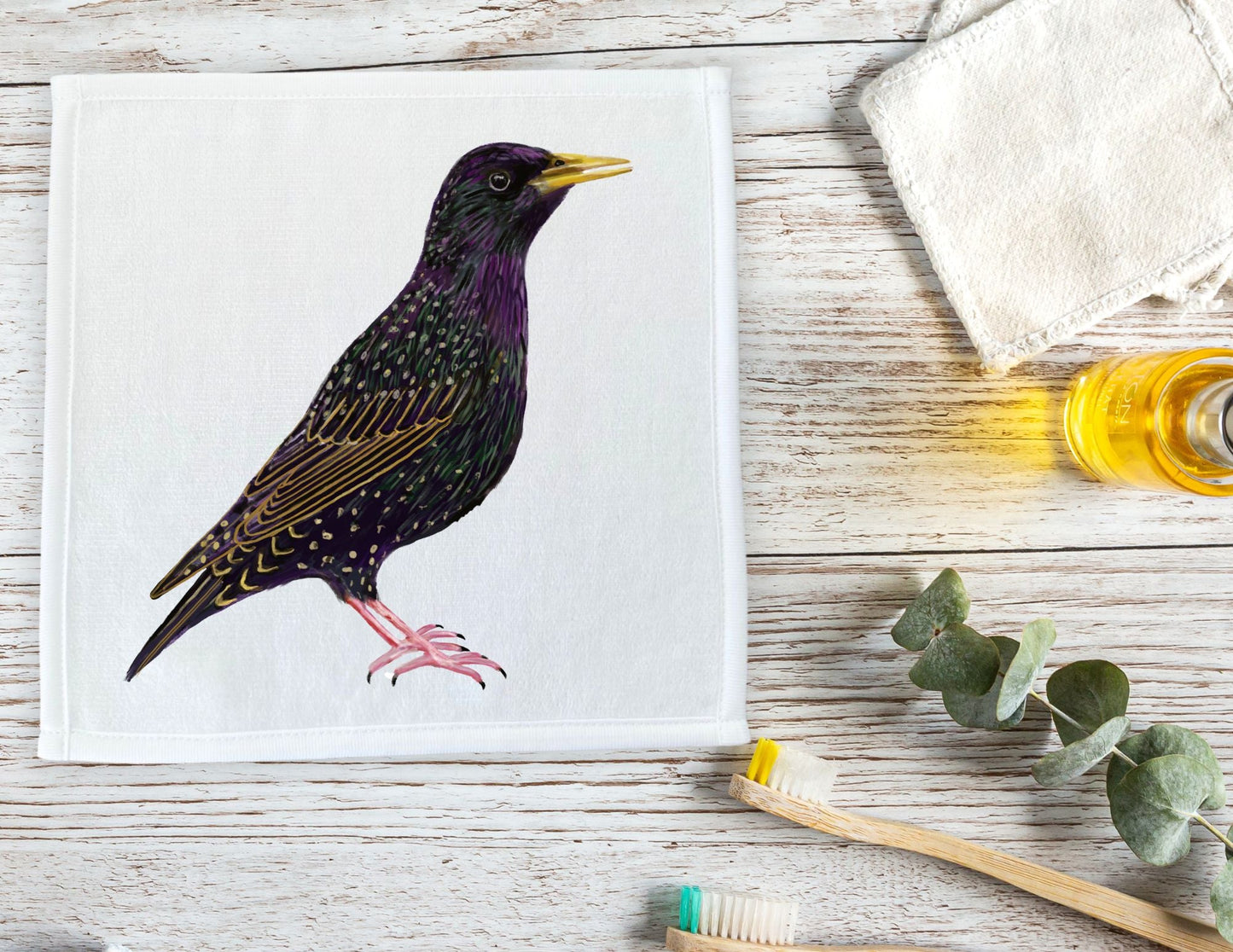 European Starling Washcloth - MerikaArt