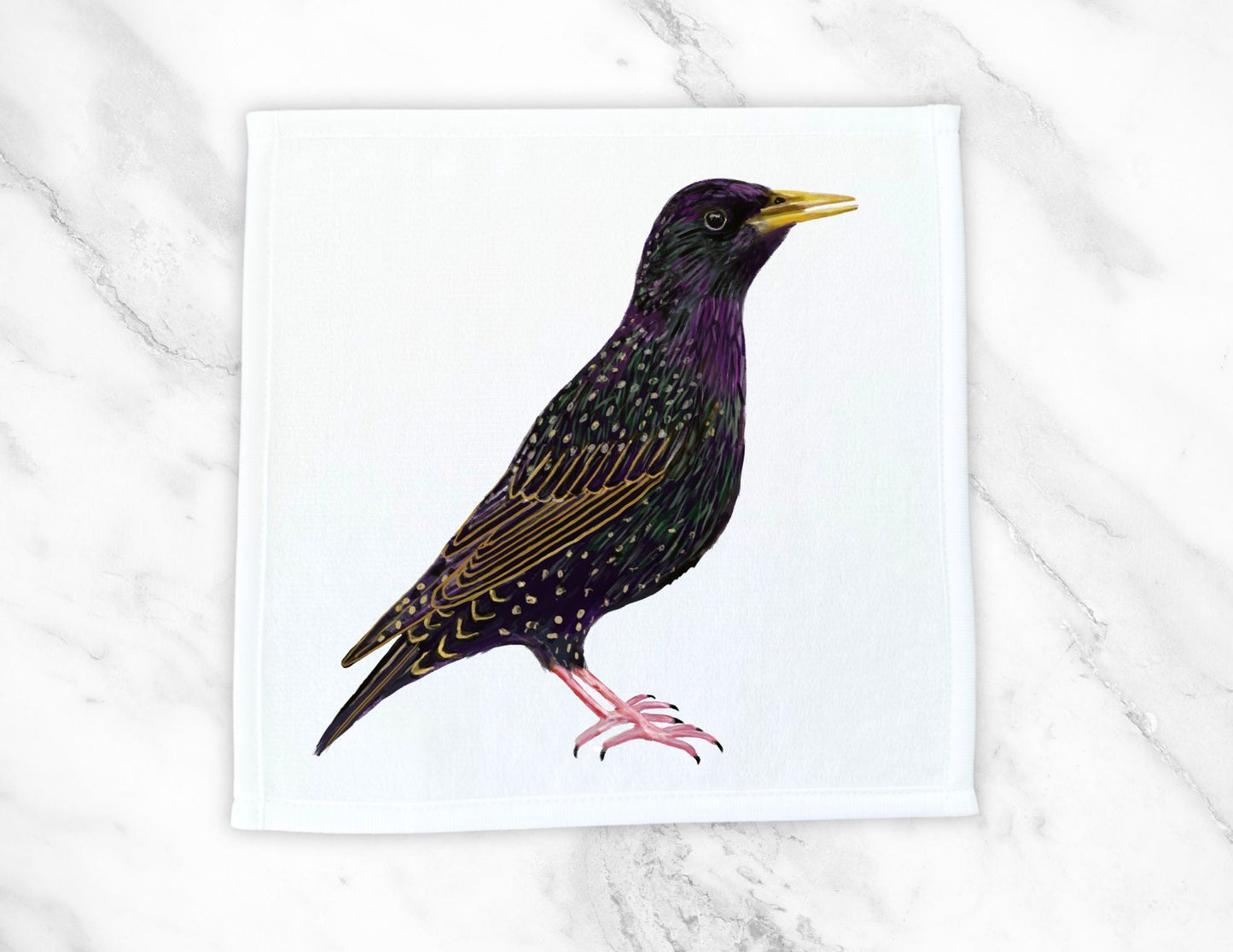 European Starling Washcloth - MerikaArt