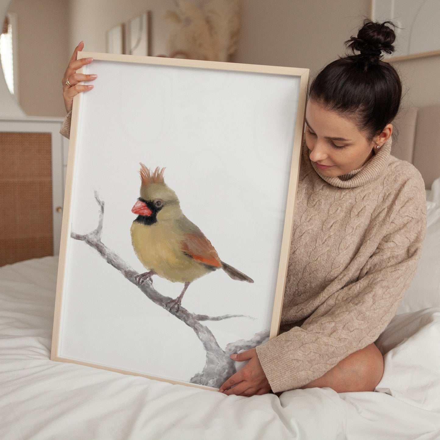 Female Cardinal Art Print – Elegant Bird Decor for Nature Lovers - MerikaArt