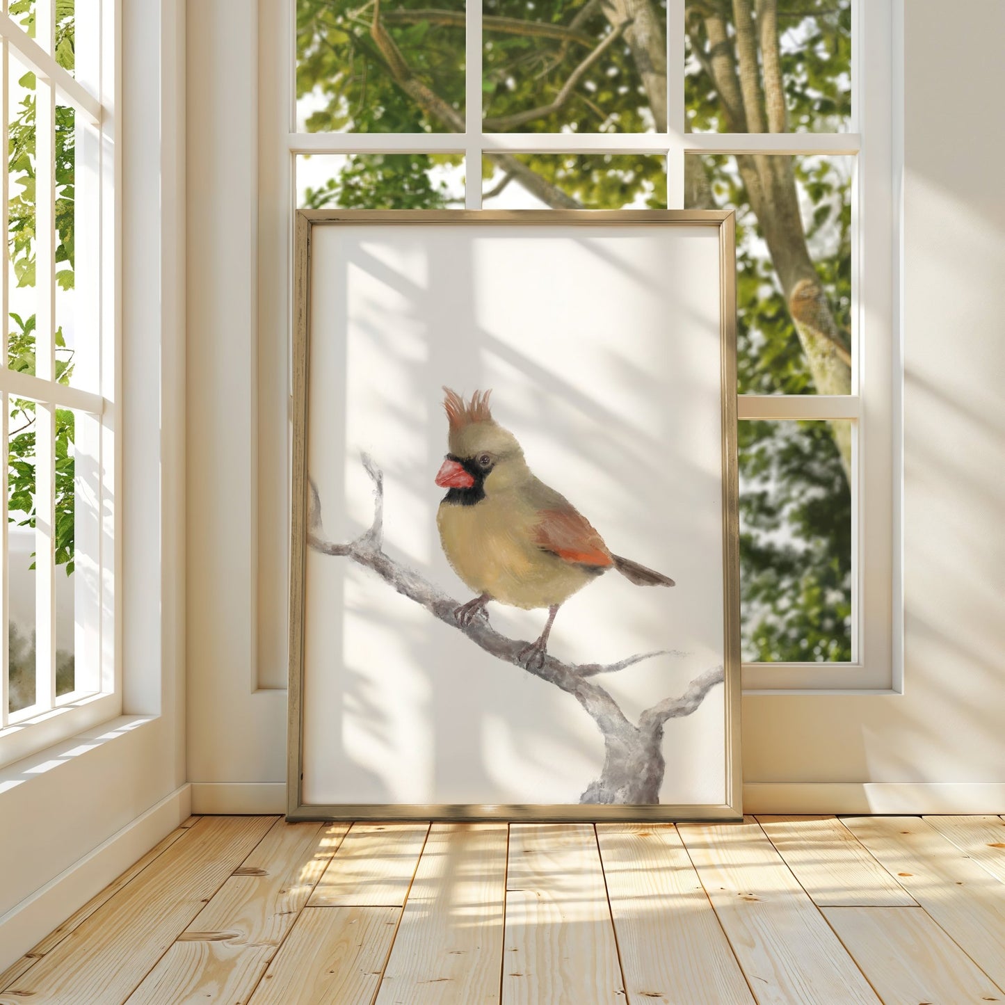 Female Cardinal Art Print – Elegant Bird Decor for Nature Lovers - MerikaArt