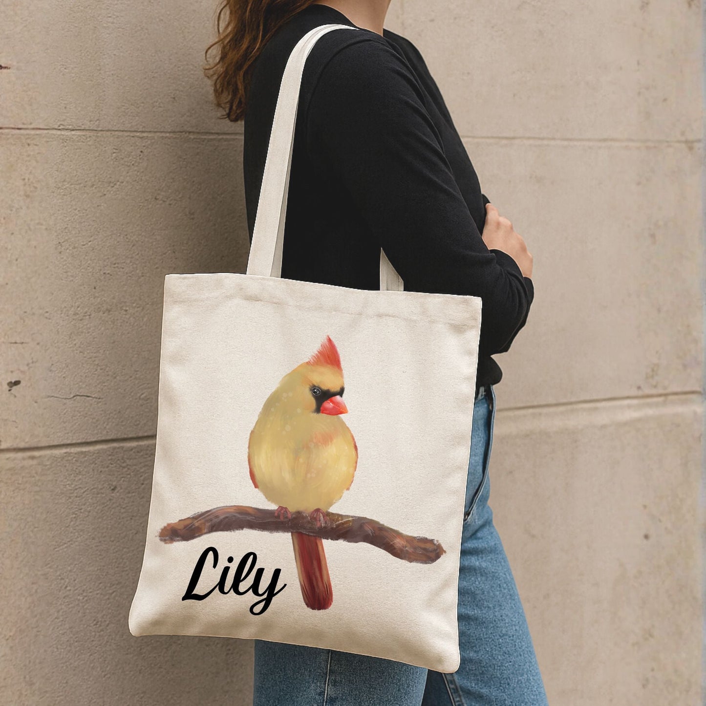 Female Cardinal Canvas Tote Bag - MerikaArt