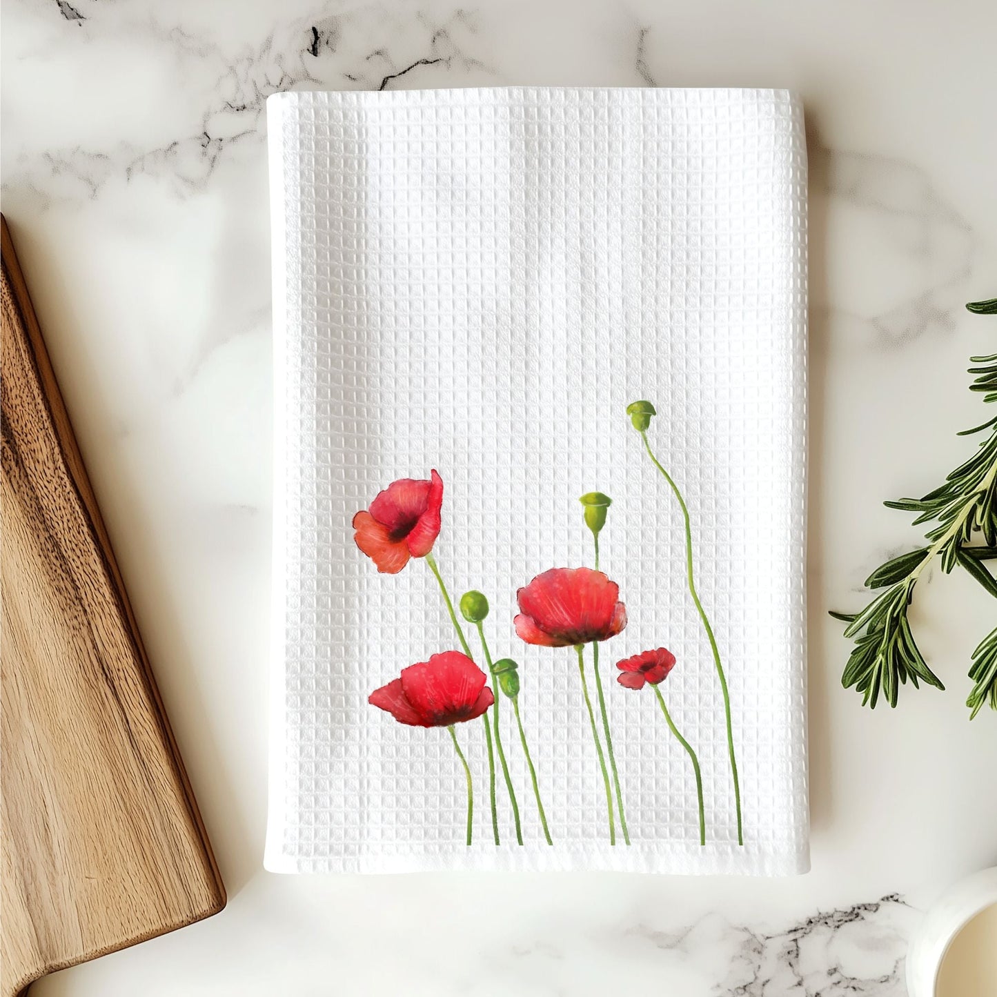 Field of Red Poppies Kitchen Towel - MerikaArt