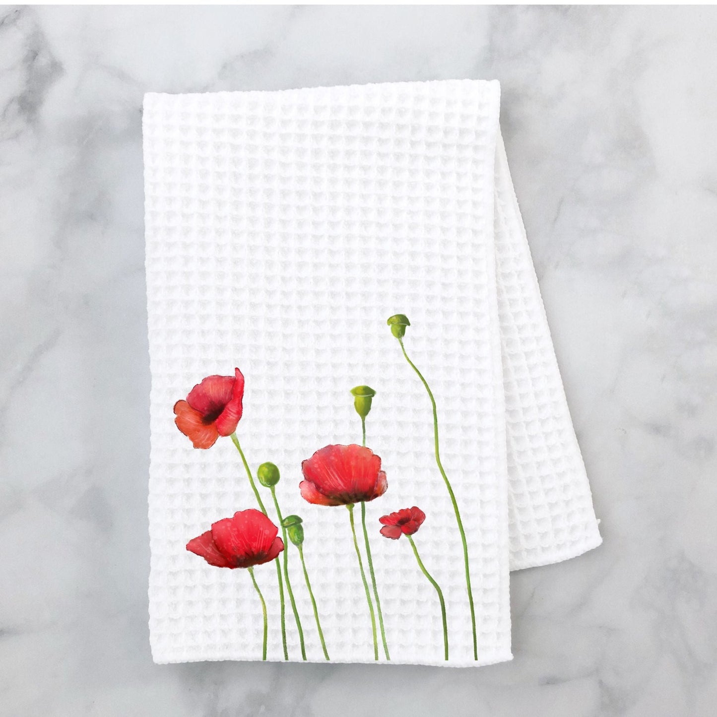 Field of Red Poppies Kitchen Towel - MerikaArt