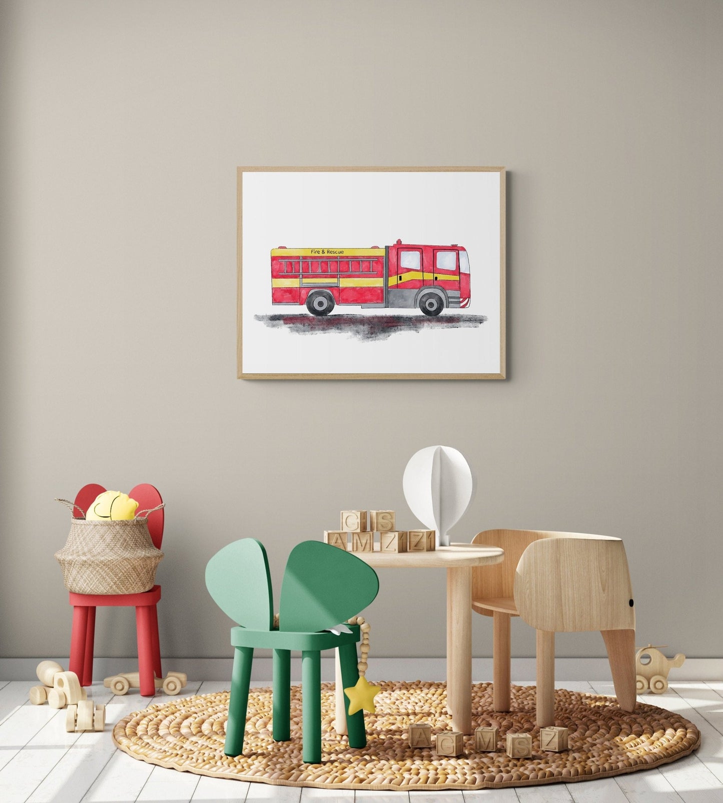 Fire Truck Art Print - MerikaArt
