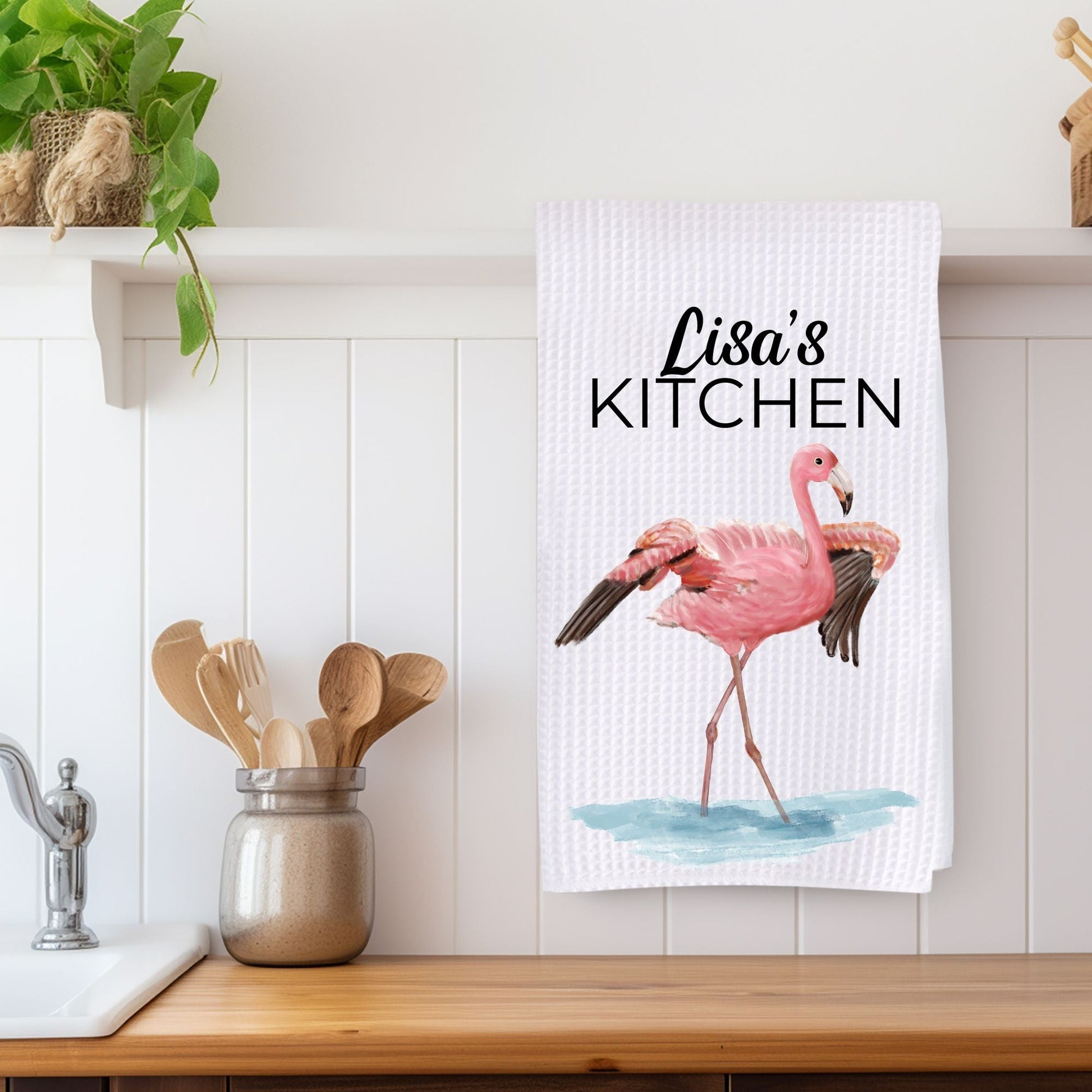 Flamingo Kitchen Towel - MerikaArt