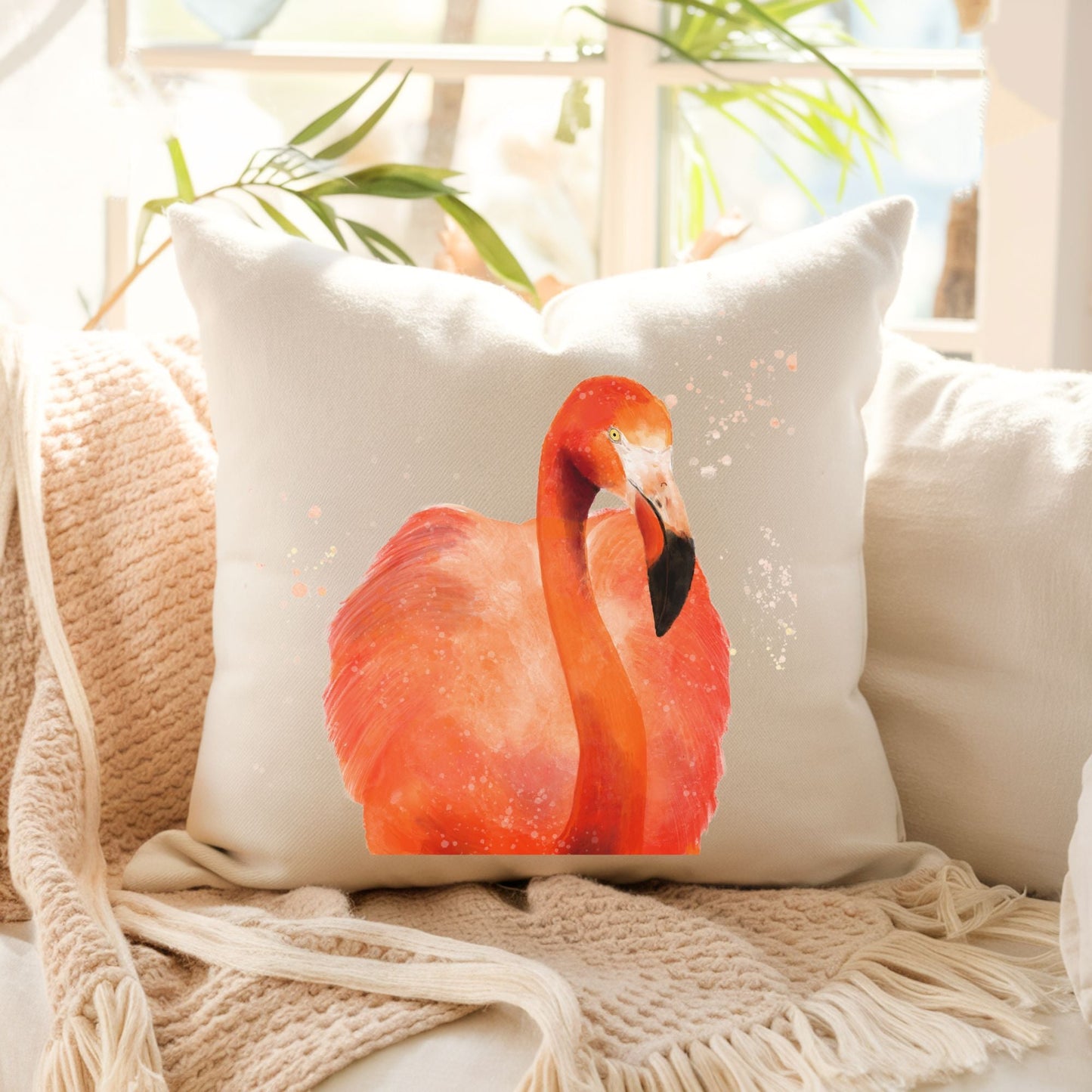 Flamingo Pillow - MerikaArt