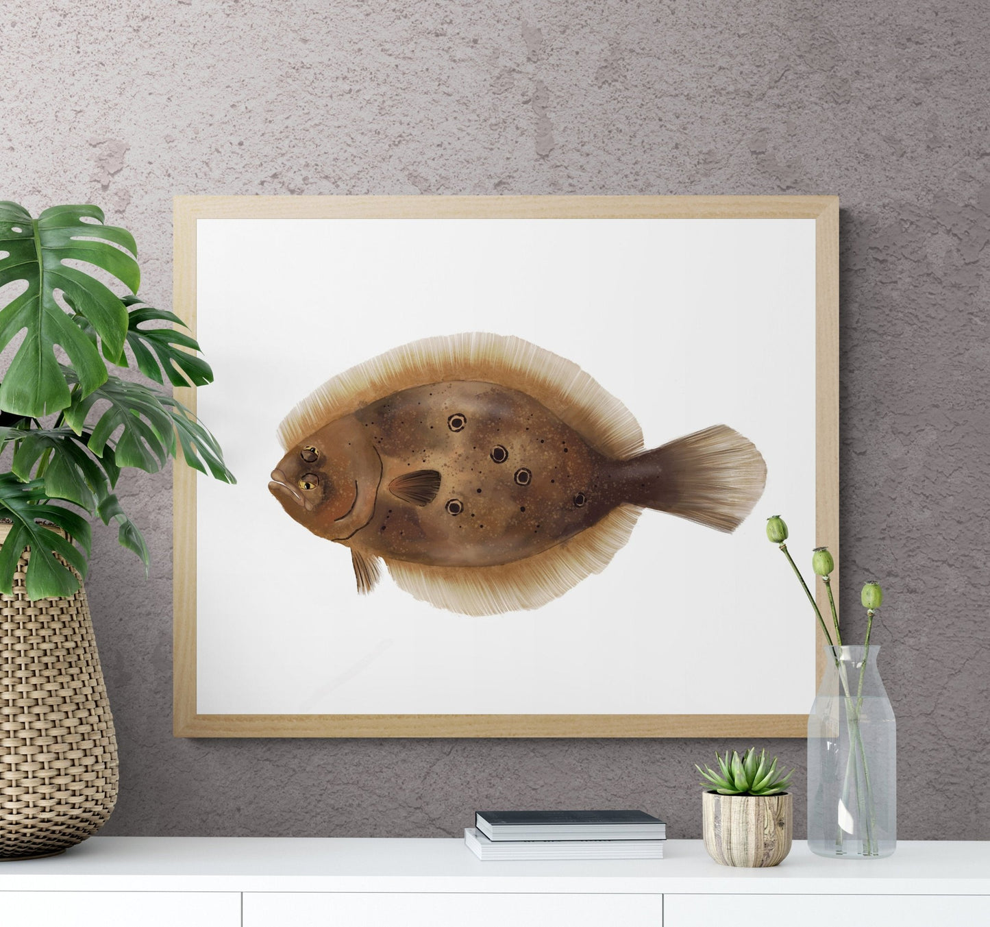 Flatfish Flounder Art Print - MerikaArt