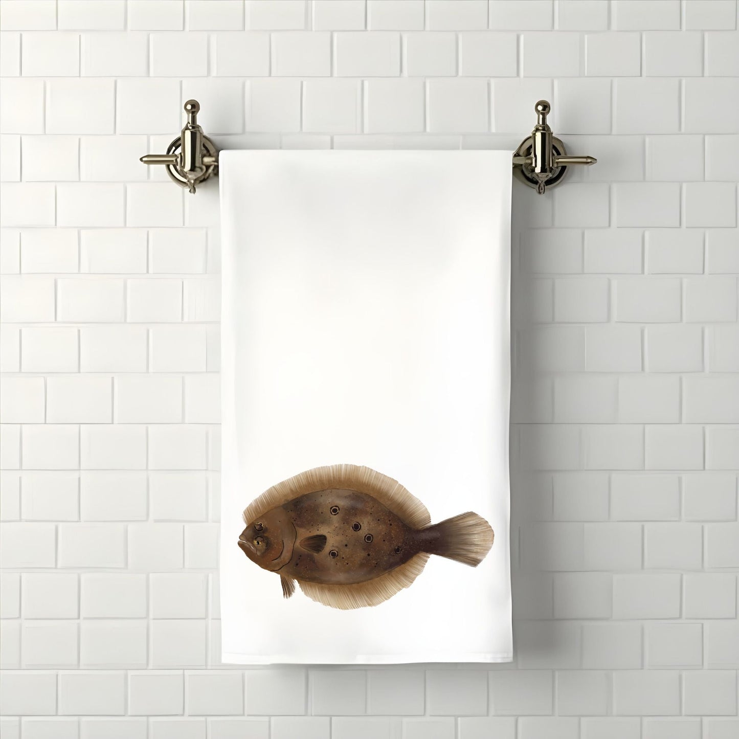 Flounder Fish Bathroom Towel - MerikaArt