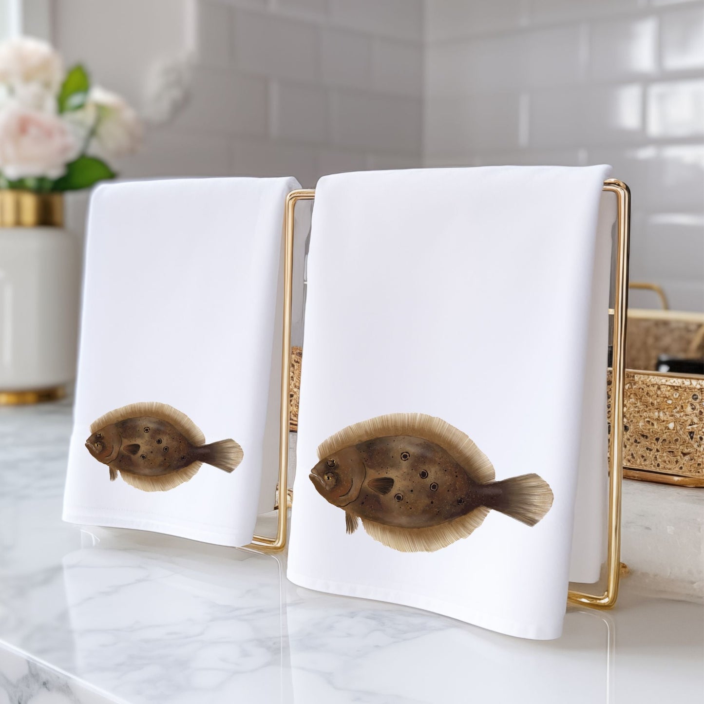 Flounder Fish Bathroom Towel - MerikaArt