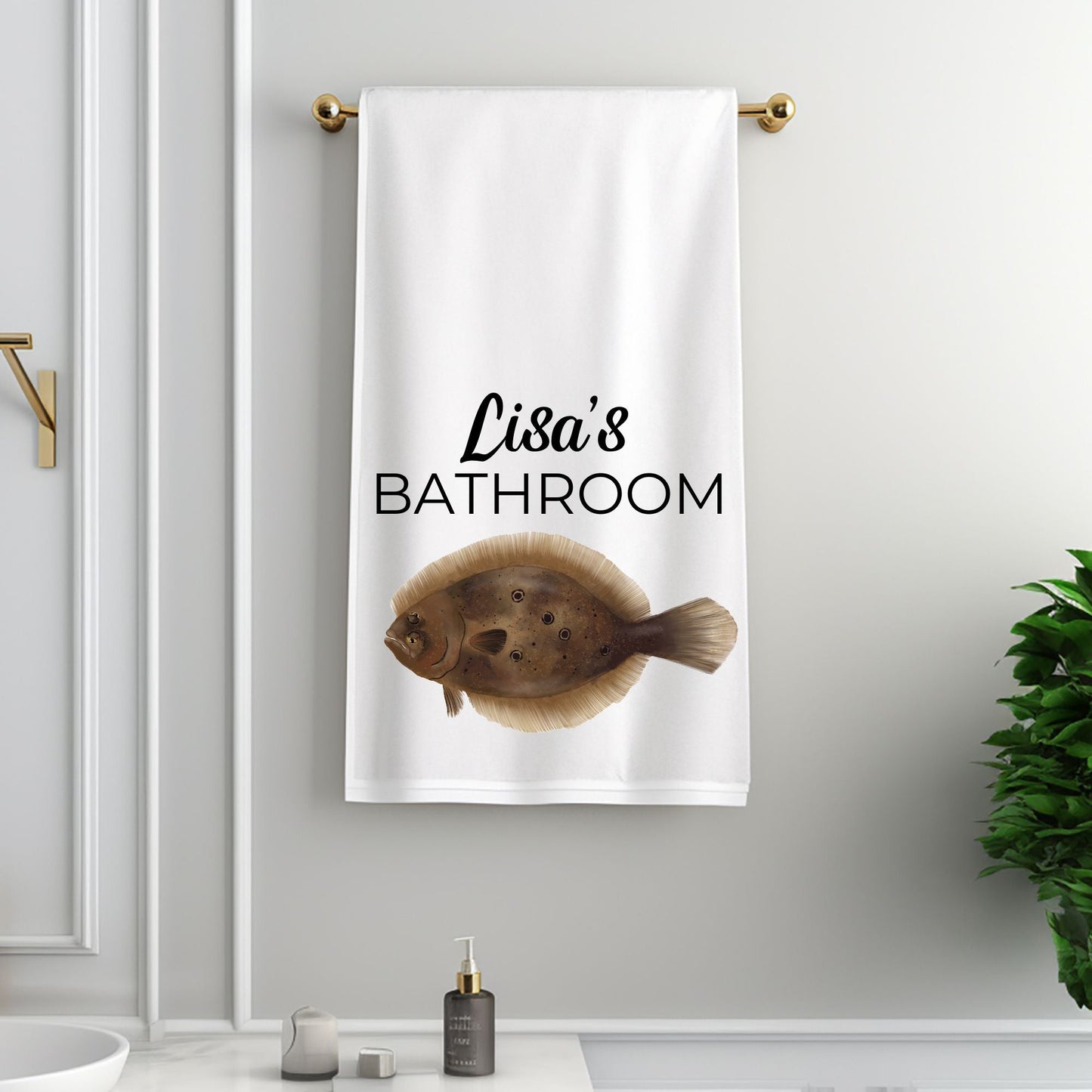 Flounder Fish Bathroom Towel - MerikaArt