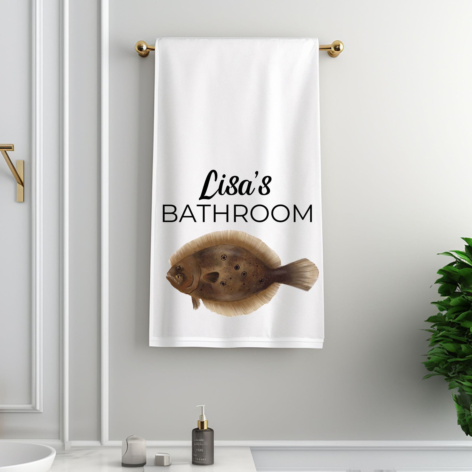 Flounder Fish Bathroom Towel - MerikaArt