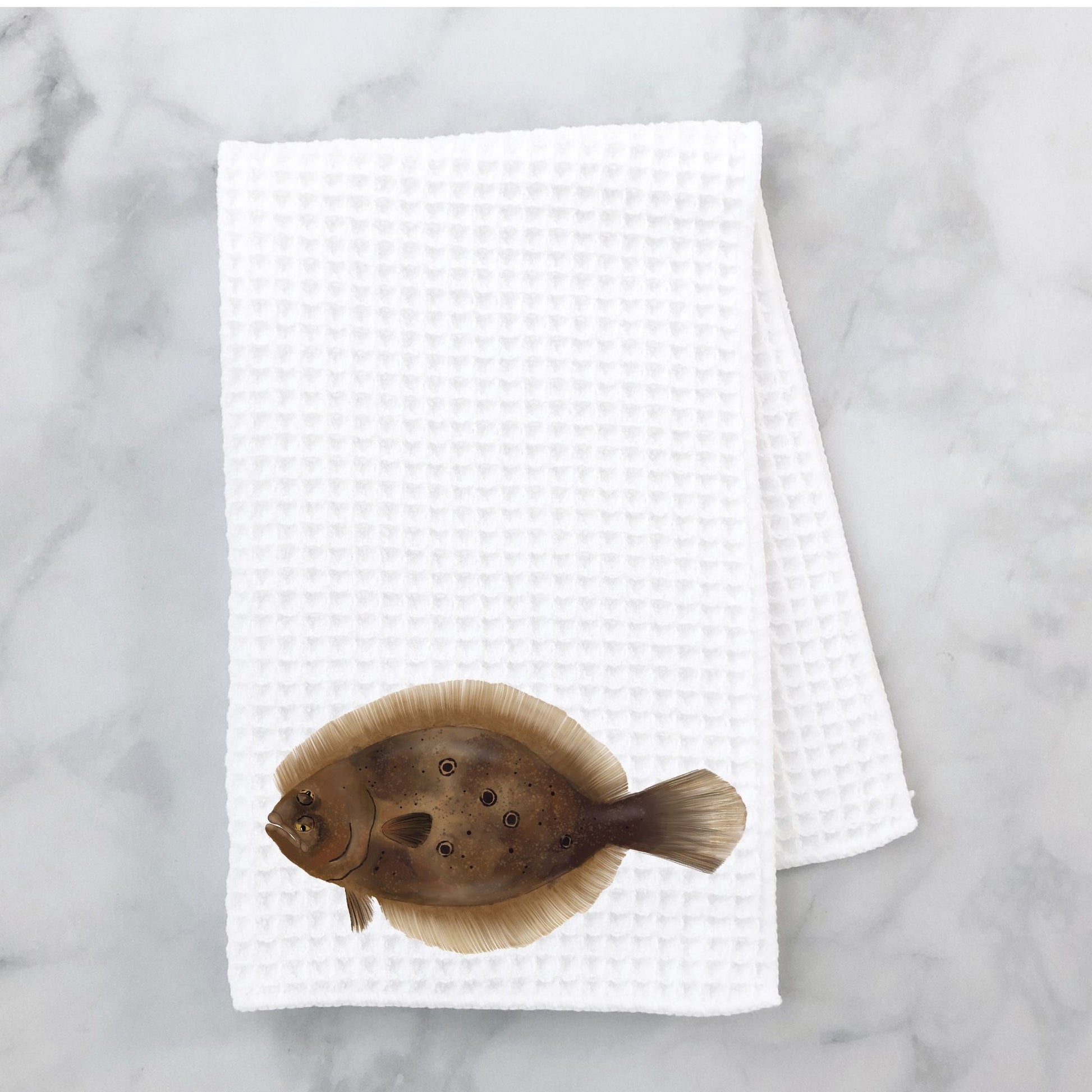 Flounder Fish Kitchen Towel - MerikaArt