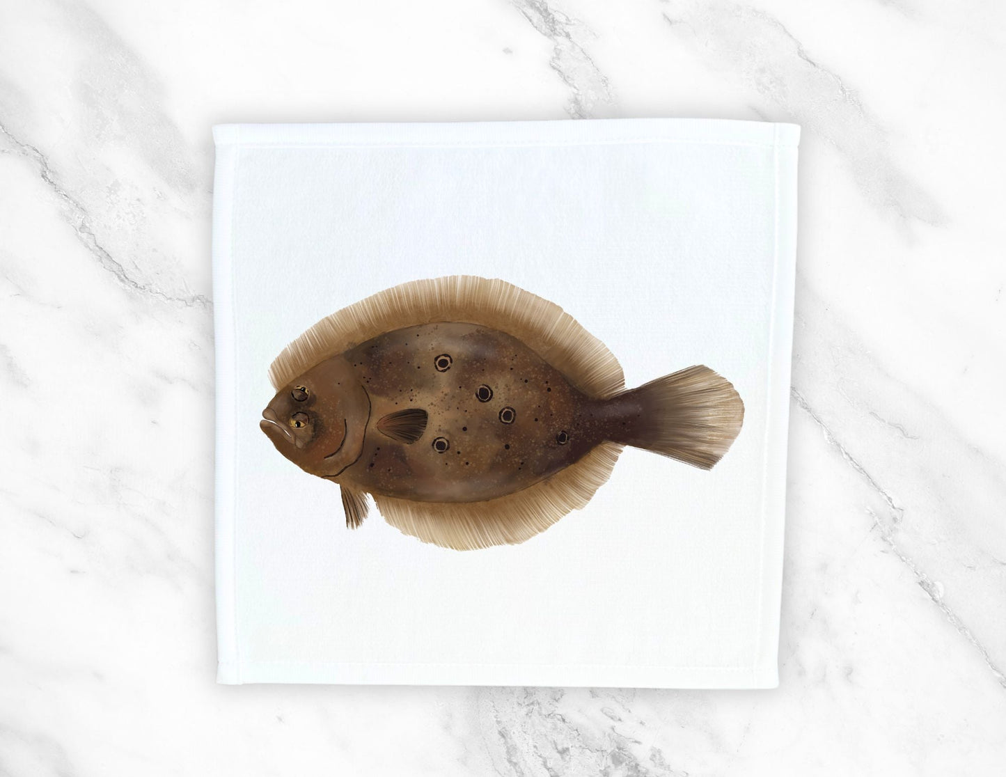 Flounder Fish Washcloth - MerikaArt