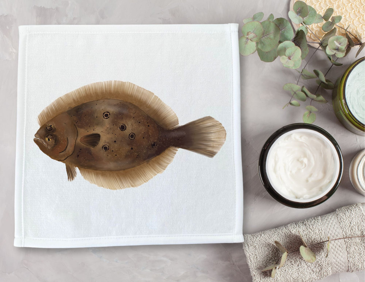 Flounder Fish Washcloth - MerikaArt