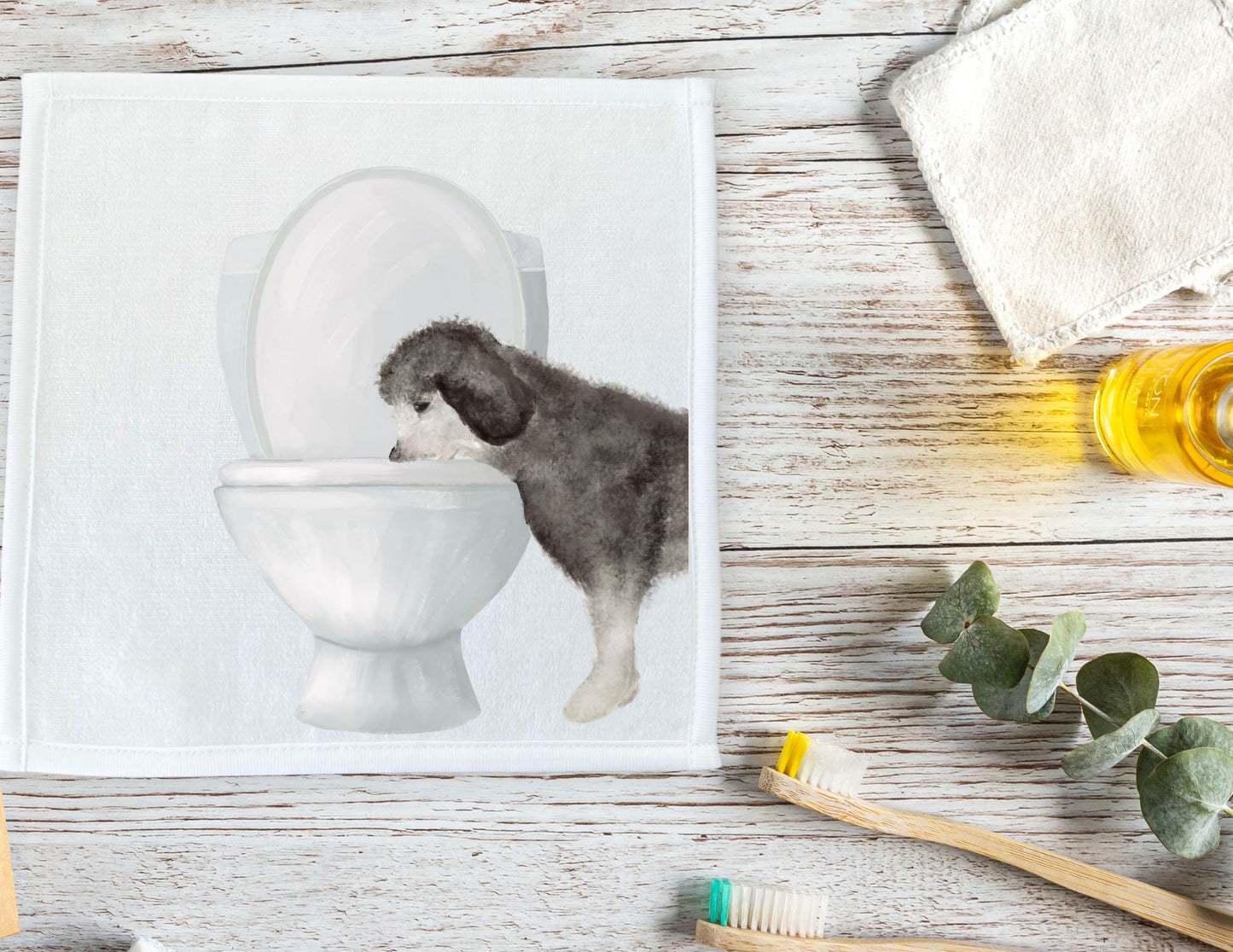 Fluffy Dog Toilet Washcloth - MerikaArt