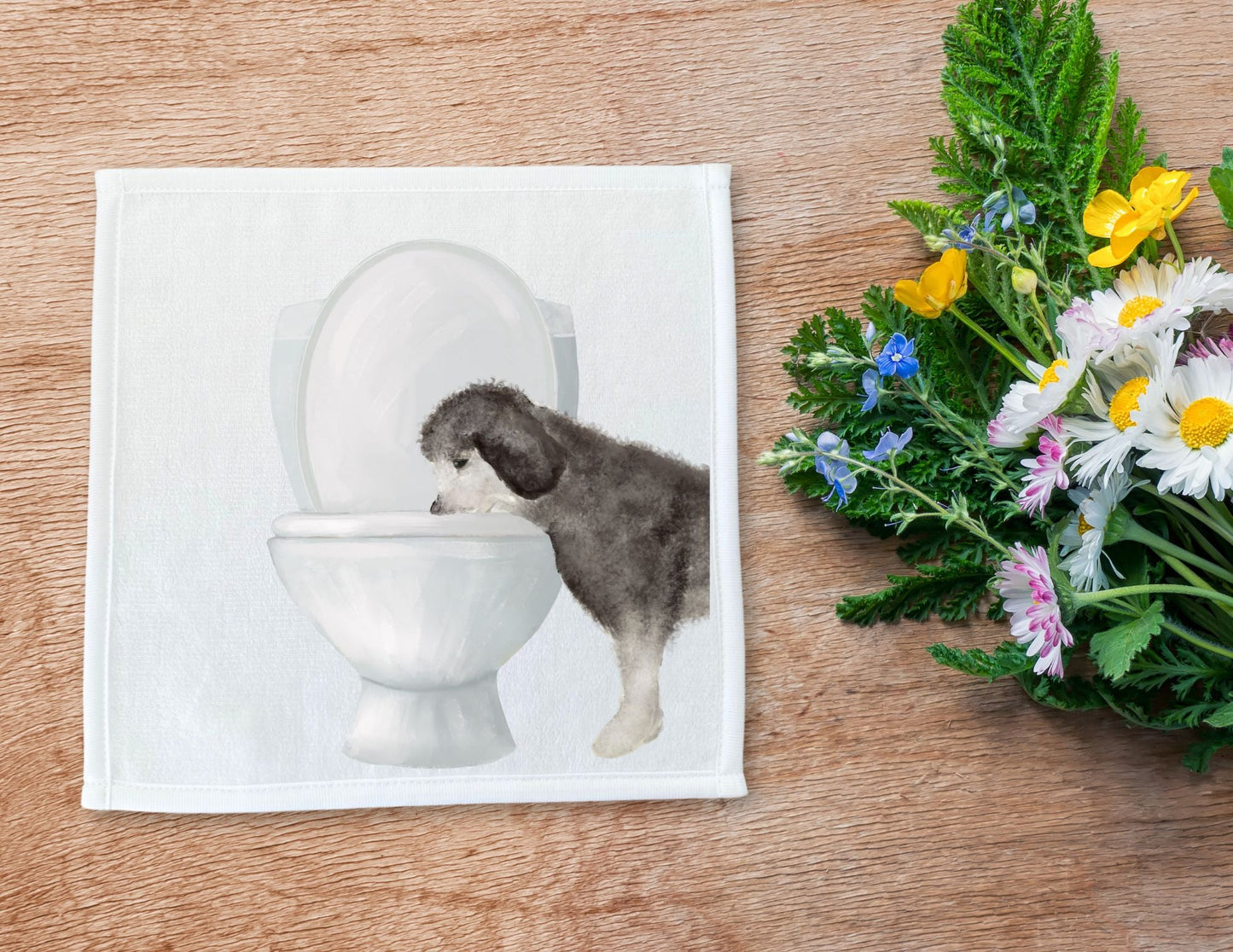 Fluffy Dog Toilet Washcloth - MerikaArt