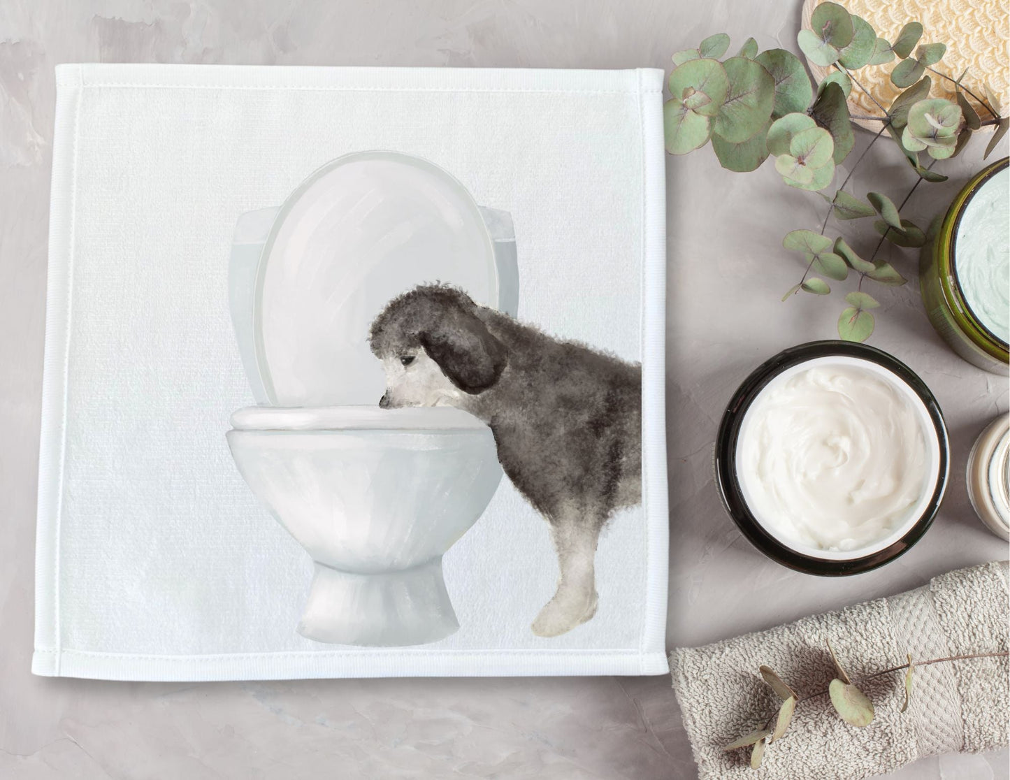 Fluffy Dog Toilet Washcloth - MerikaArt