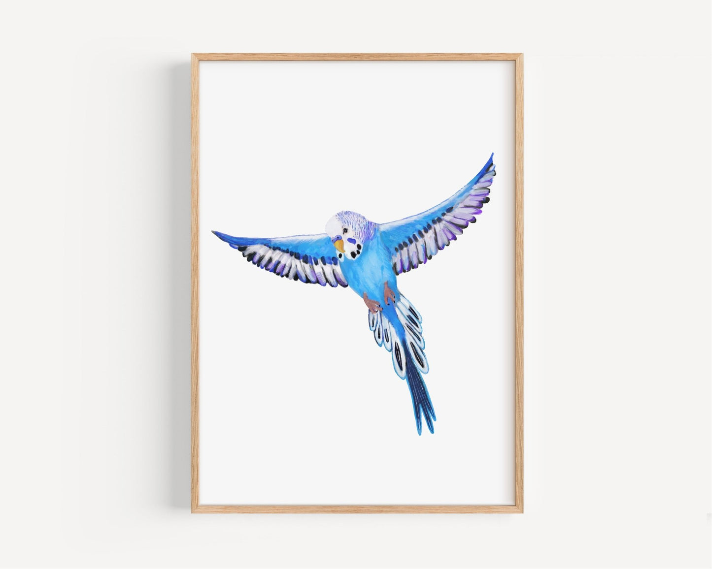 Flying Blue Budgie Art Print – Vibrant Bird Decor for Budgie Lovers - MerikaArt