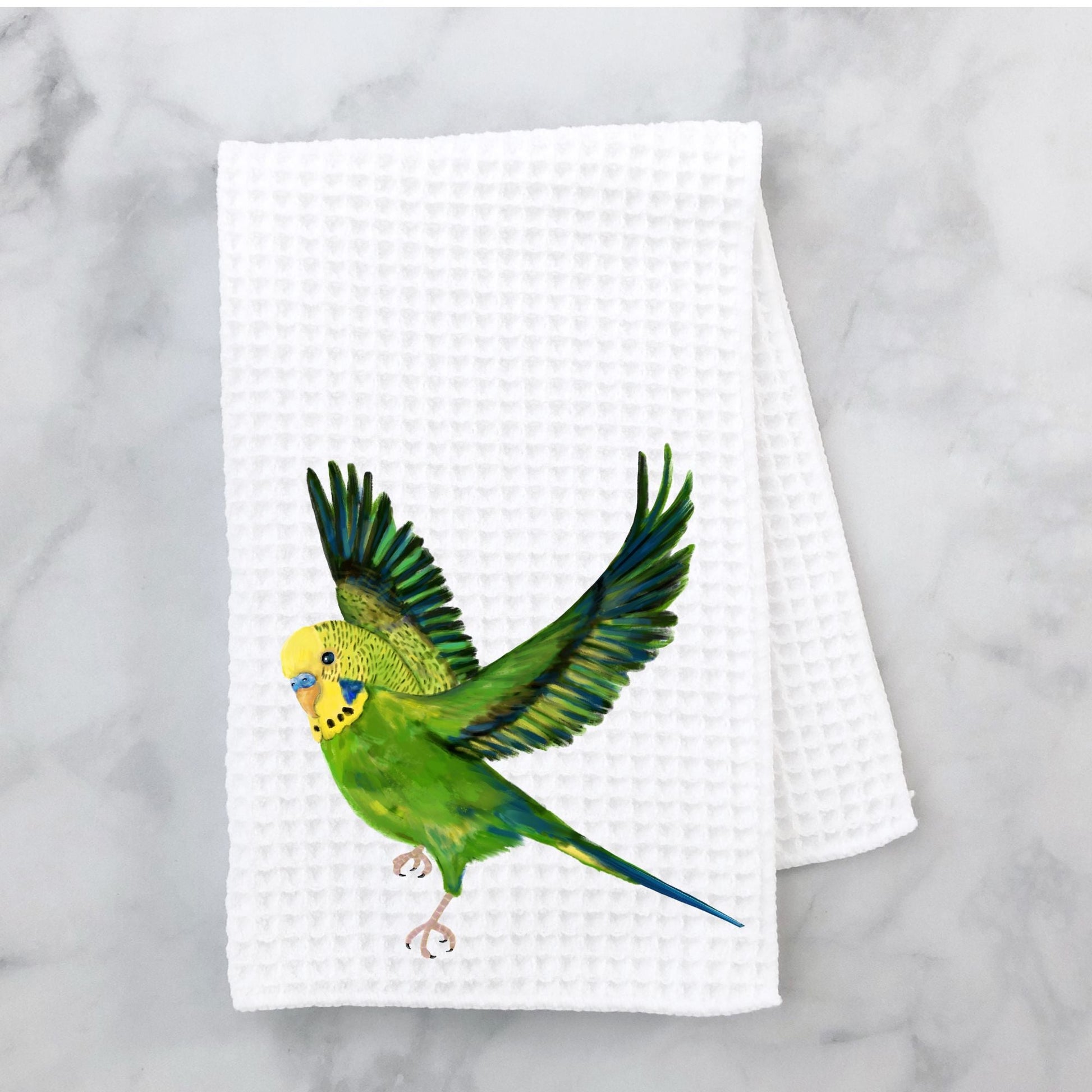 Flying Budgerigar Kitchen Towel - MerikaArt