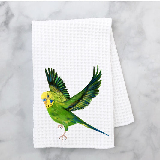 Flying Budgerigar Kitchen Towel - MerikaArt