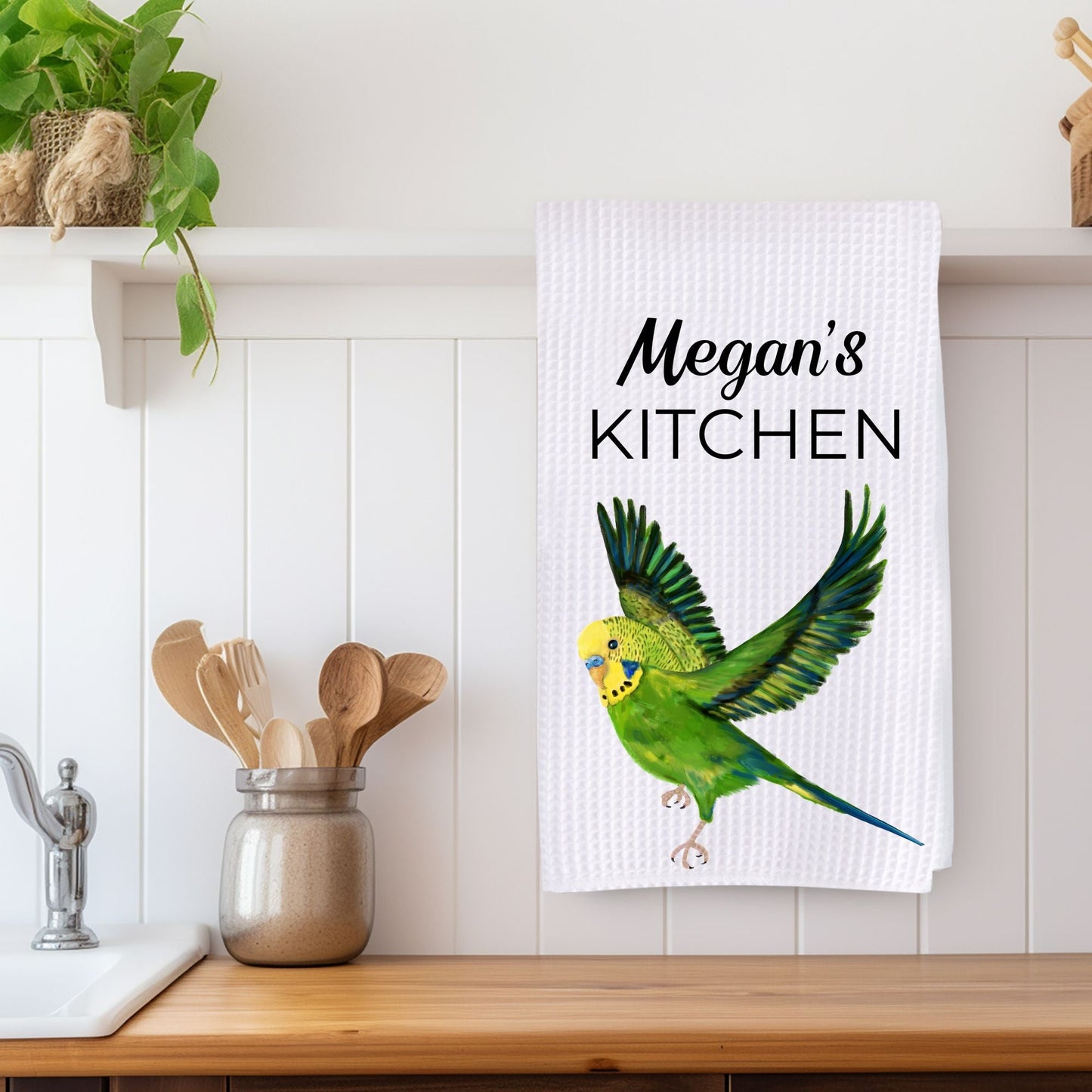 Flying Budgerigar Kitchen Towel - MerikaArt