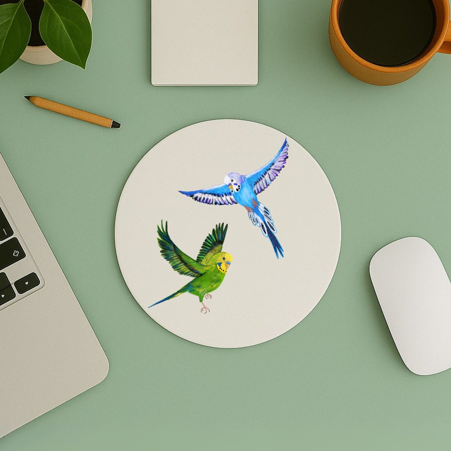 Flying Budgerigars Mousepad - MerikaArt