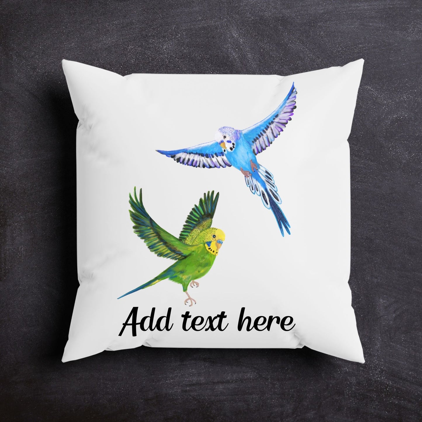 Flying Budgerigars Pillow - MerikaArt