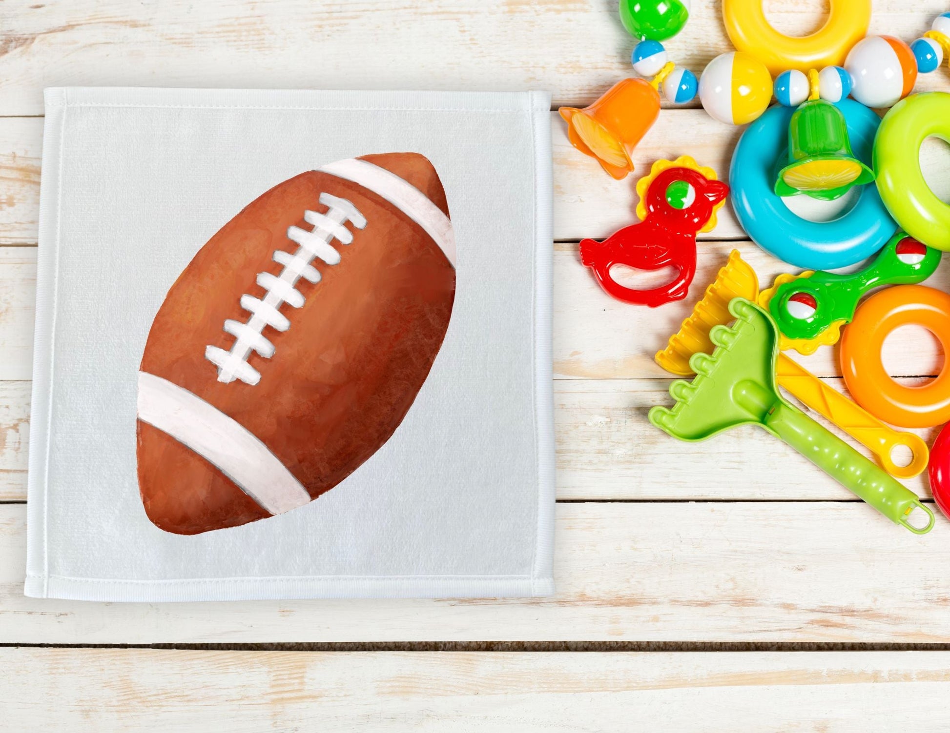 Football Washcloth - Personalized Kids Towels - MerikaArt