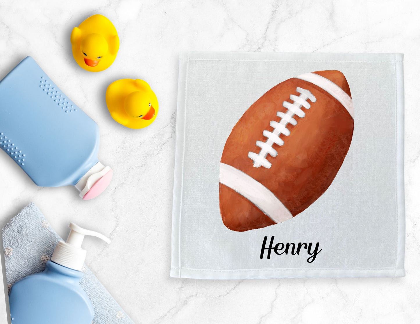 Football Washcloth - Personalized Kids Towels - MerikaArt