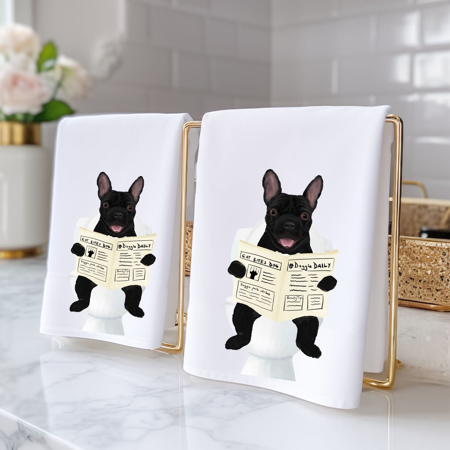 French Bulldog Bathroom Towel - MerikaArt