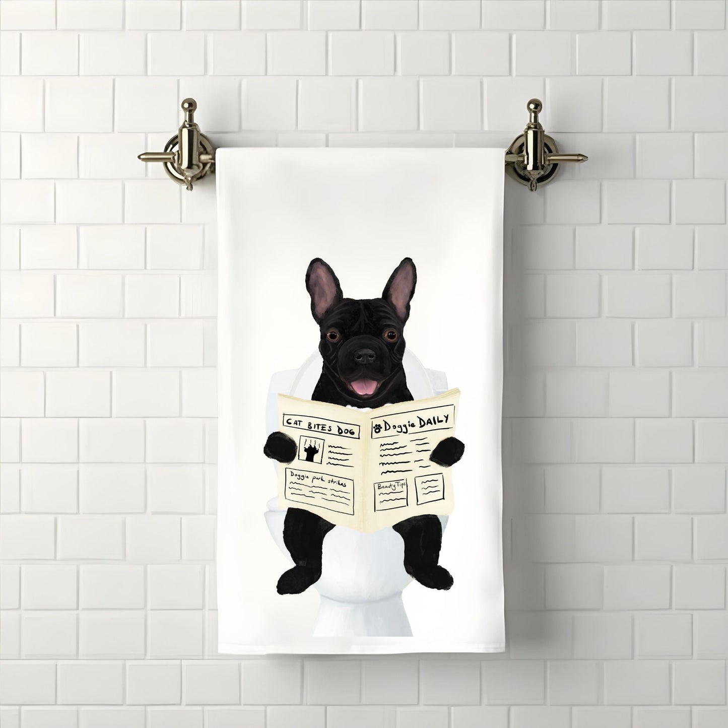 French Bulldog Bathroom Towel - MerikaArt