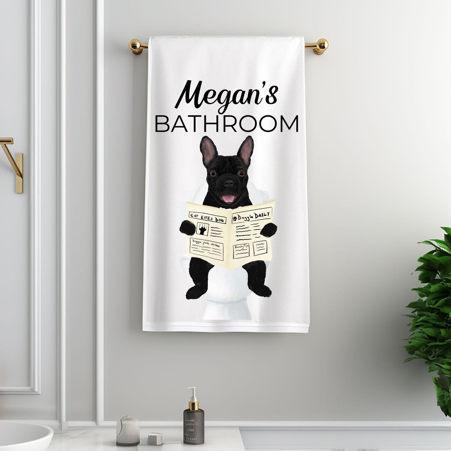French Bulldog Bathroom Towel - MerikaArt