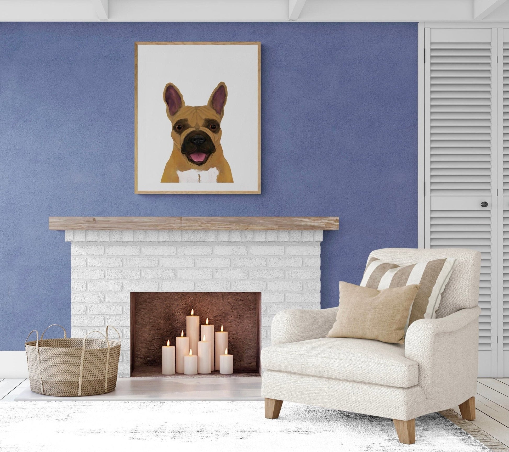 French Bulldog Print, French Bulldog Painting, Bulldog Art, Brown Dog Print, Living Room Wall Art, Bedroom Wall Print, Puppy Home Decor - MerikaArt