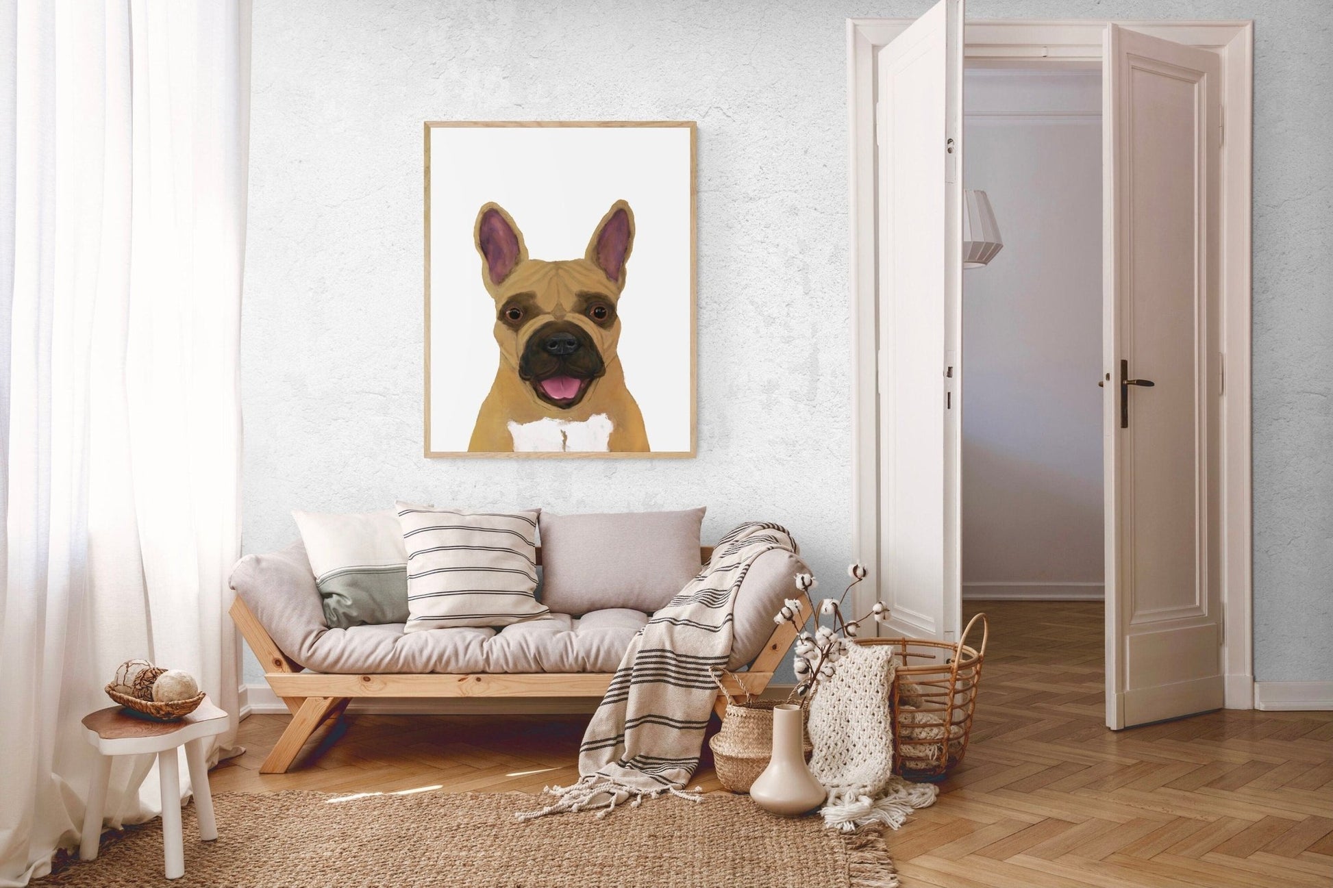 French Bulldog Print, French Bulldog Painting, Bulldog Art, Brown Dog Print, Living Room Wall Art, Bedroom Wall Print, Puppy Home Decor - MerikaArt