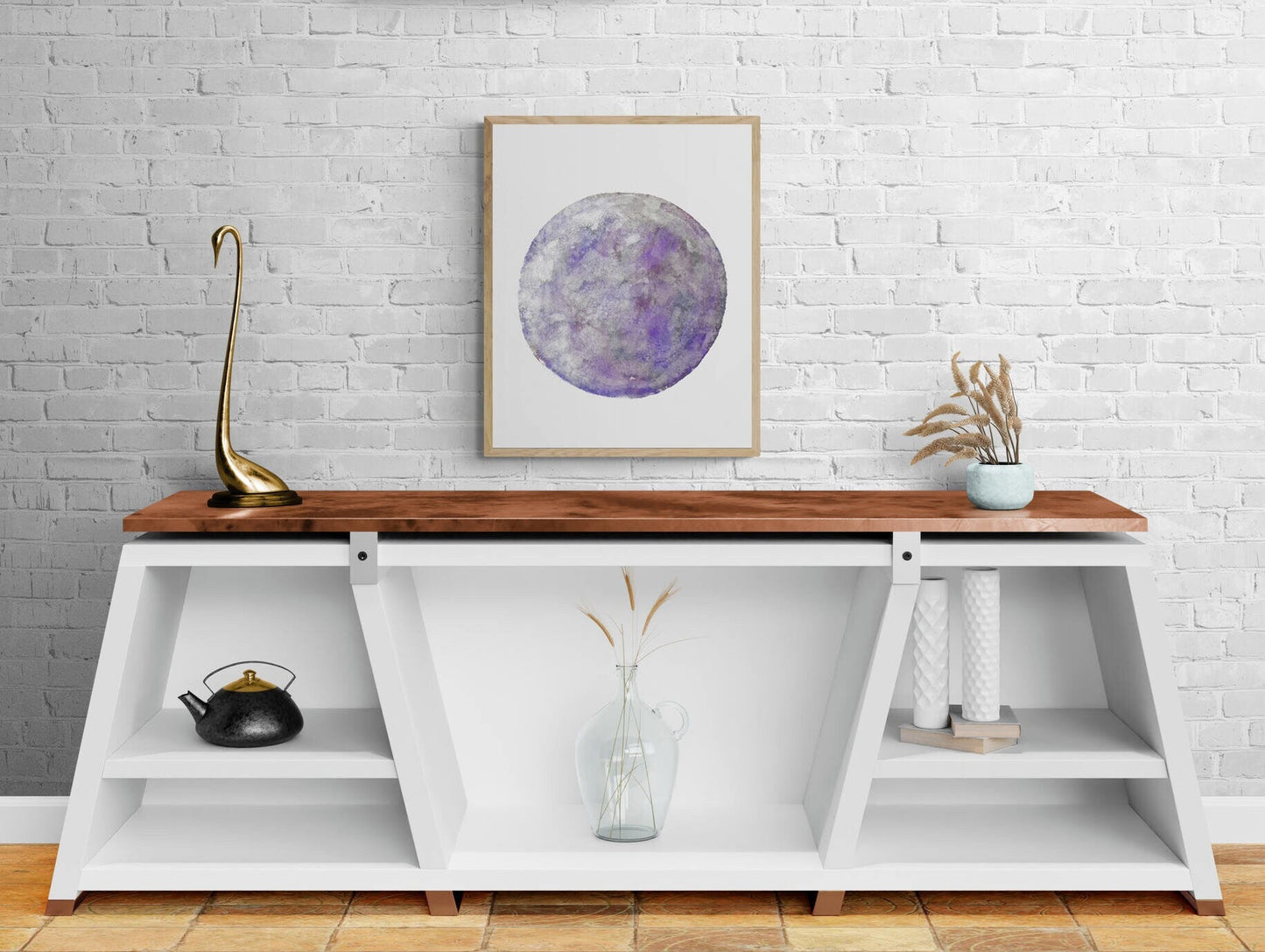Full Moon Print, Purple Gray Moon Poster, Galaxy Artwork, Home Wall Decor, Modern Bedroom Wall Decor, Lunar phase, Space Art - MerikaArt