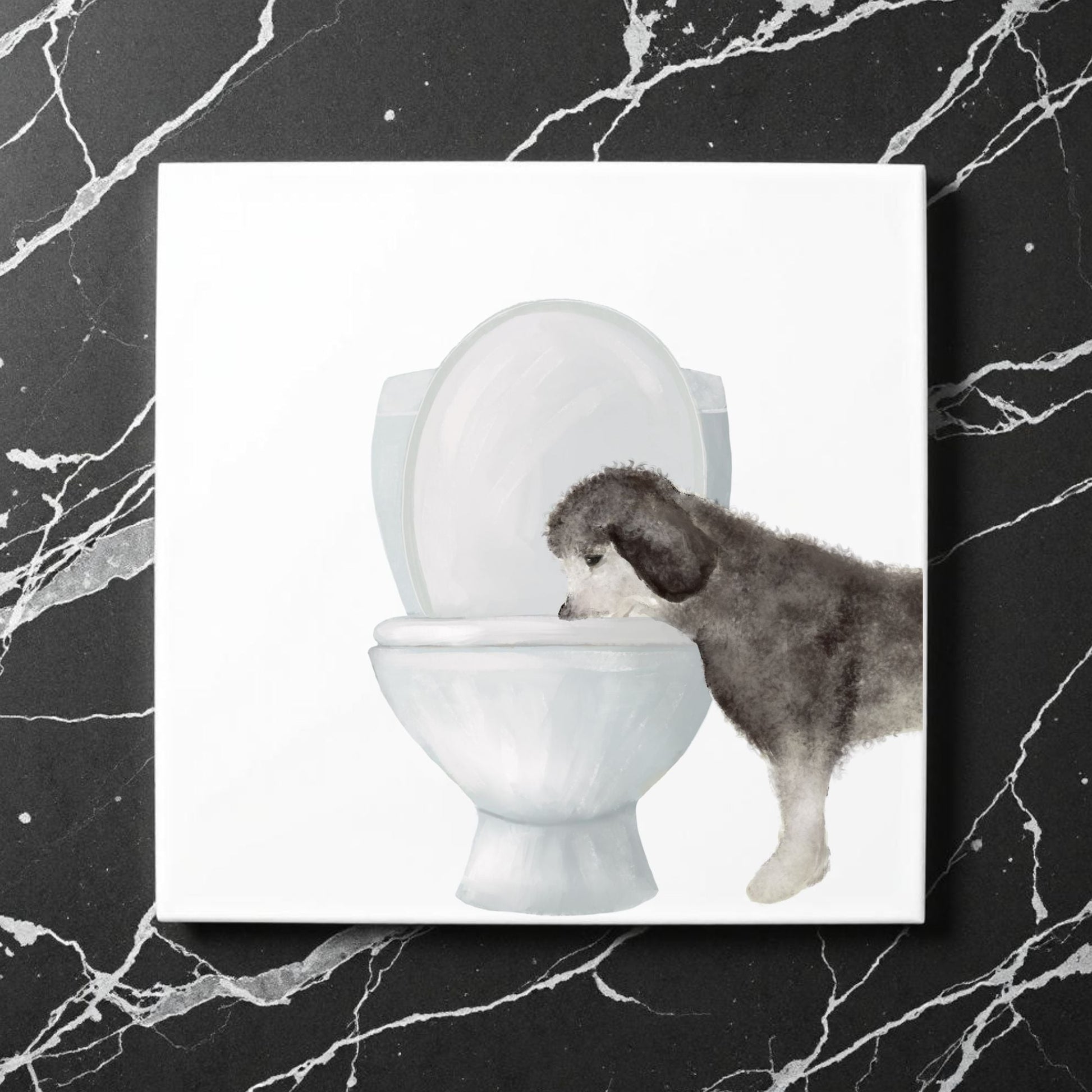 Funny Dog Toilet Ceramic Tile - MerikaArt