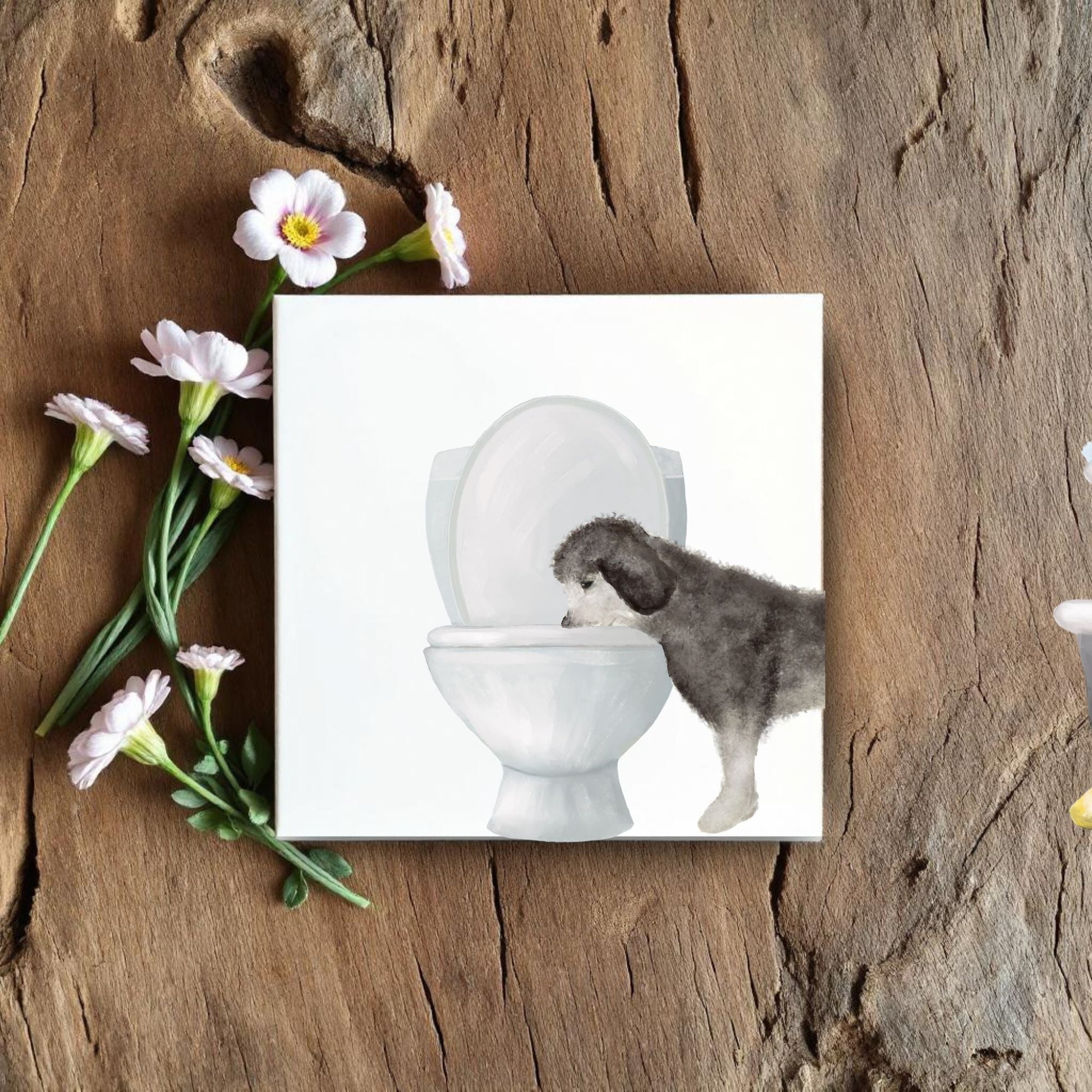 Funny Dog Toilet Ceramic Tile - MerikaArt
