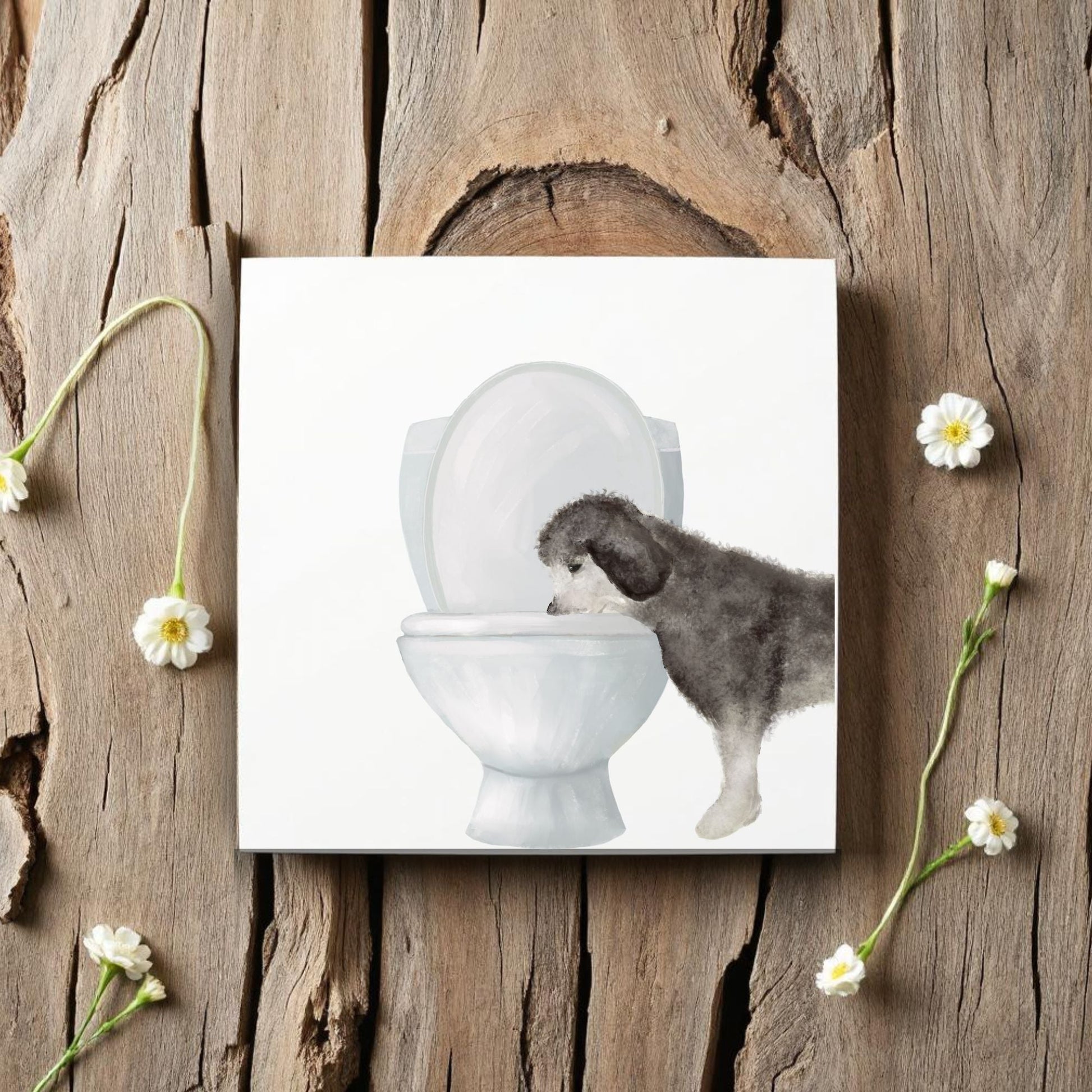 Funny Dog Toilet Ceramic Tile - MerikaArt