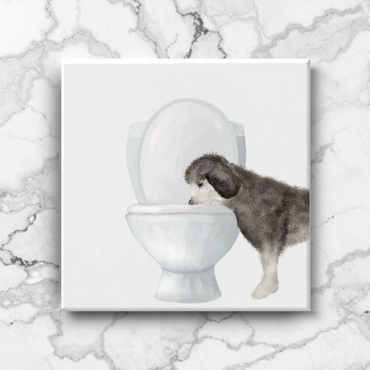 Funny Dog Toilet Ceramic Tile - MerikaArt