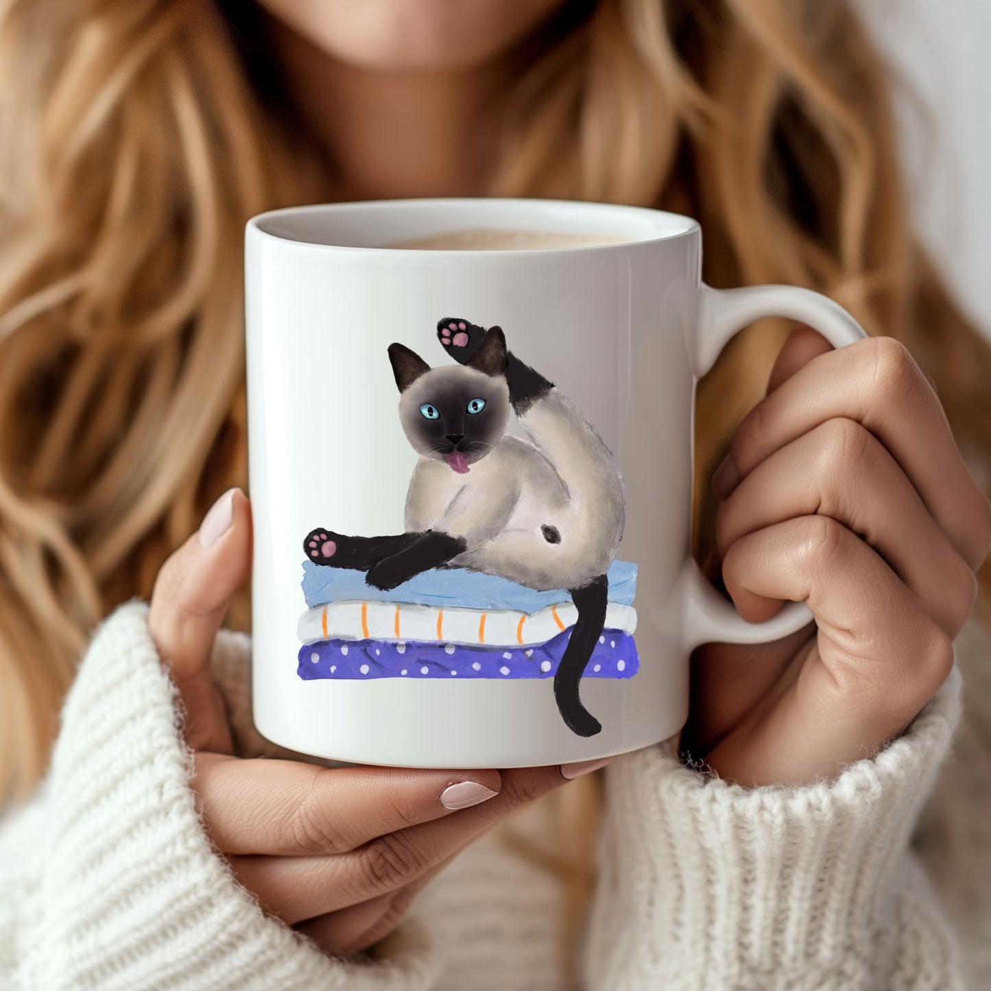Funny Siamese Cat Ceramic Coffee Mug - MerikaArt