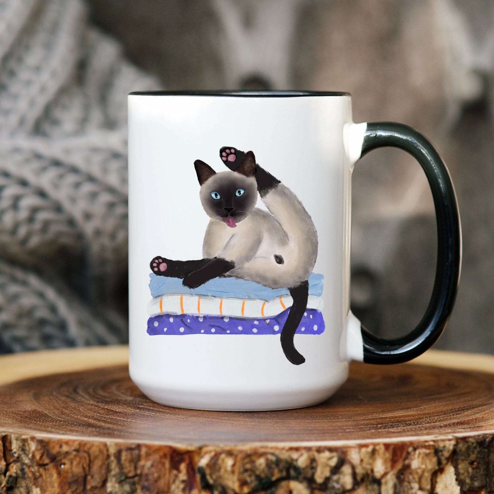 Funny Siamese Cat Ceramic Coffee Mug - MerikaArt
