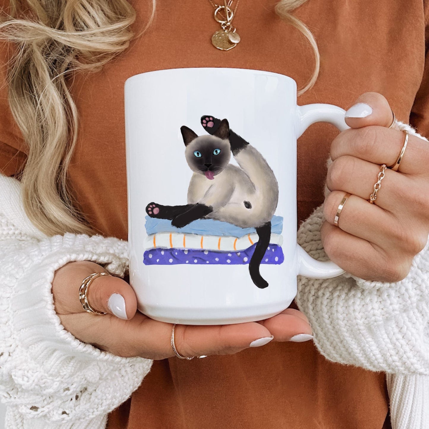 Funny Siamese Cat Ceramic Coffee Mug - MerikaArt