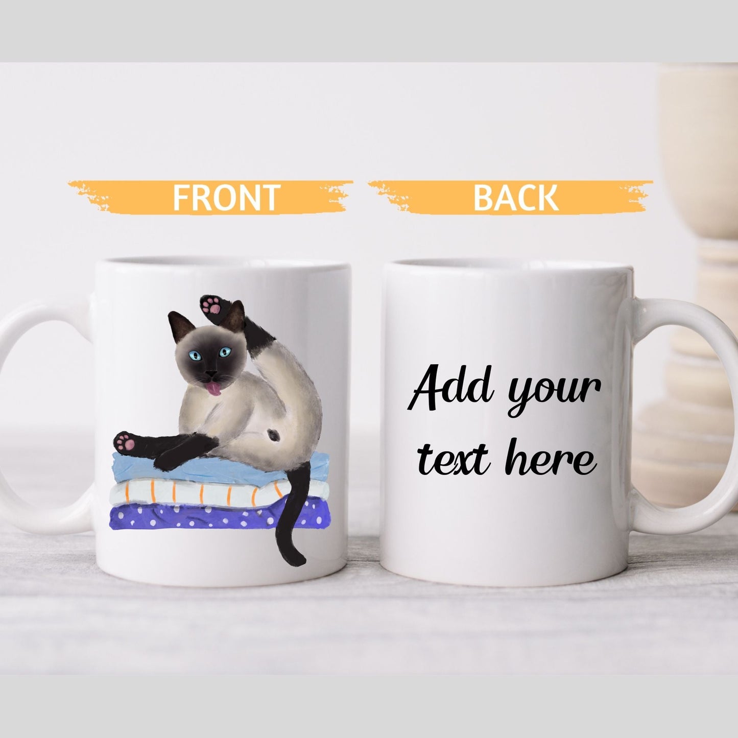 Funny Siamese Cat Ceramic Coffee Mug - MerikaArt