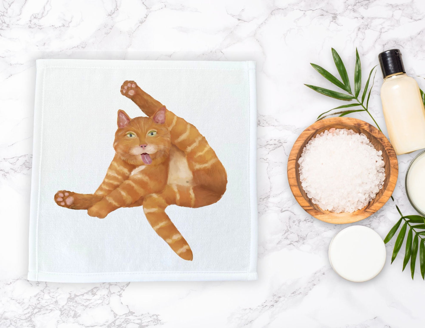 Funny Yoga Cat Washcloth - MerikaArt