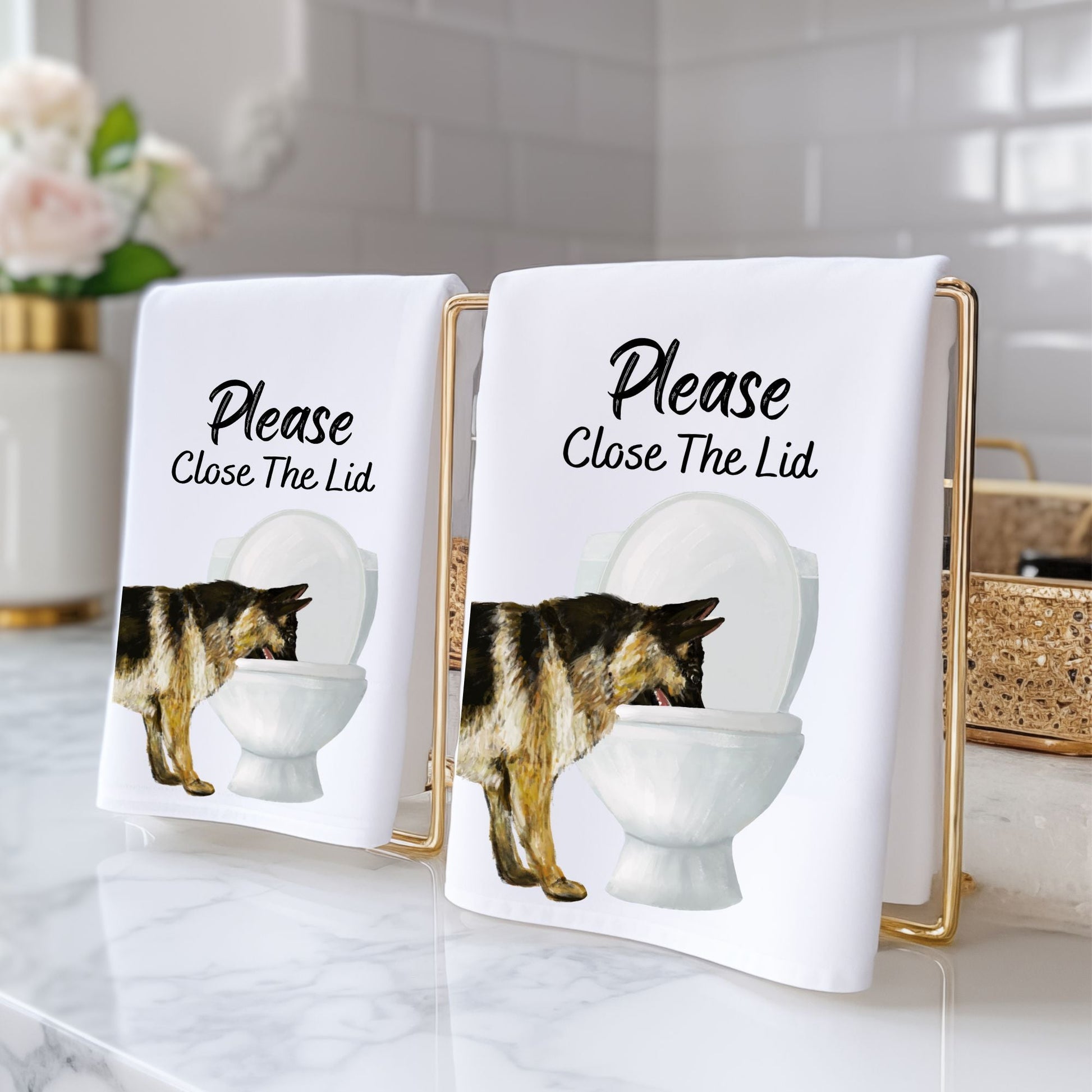 German Shepherd Bathroom Towel - MerikaArt