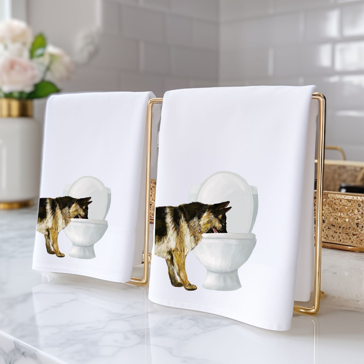 German Shepherd Bathroom Towel - MerikaArt