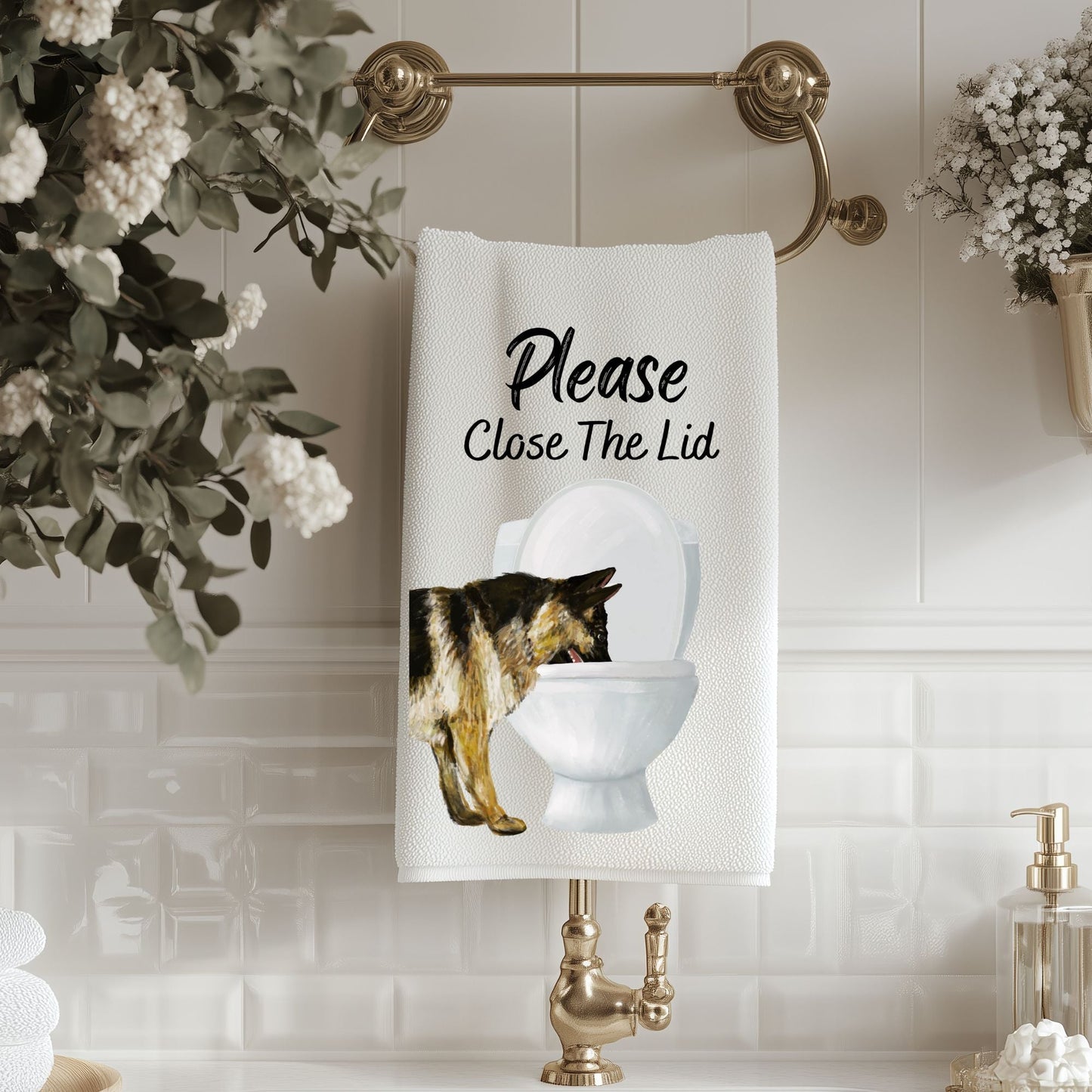 German Shepherd Bathroom Towel - MerikaArt