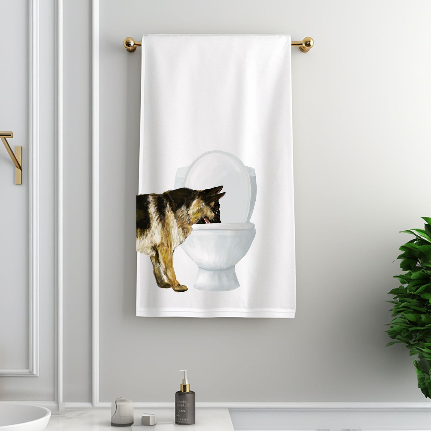 German Shepherd Bathroom Towel - MerikaArt