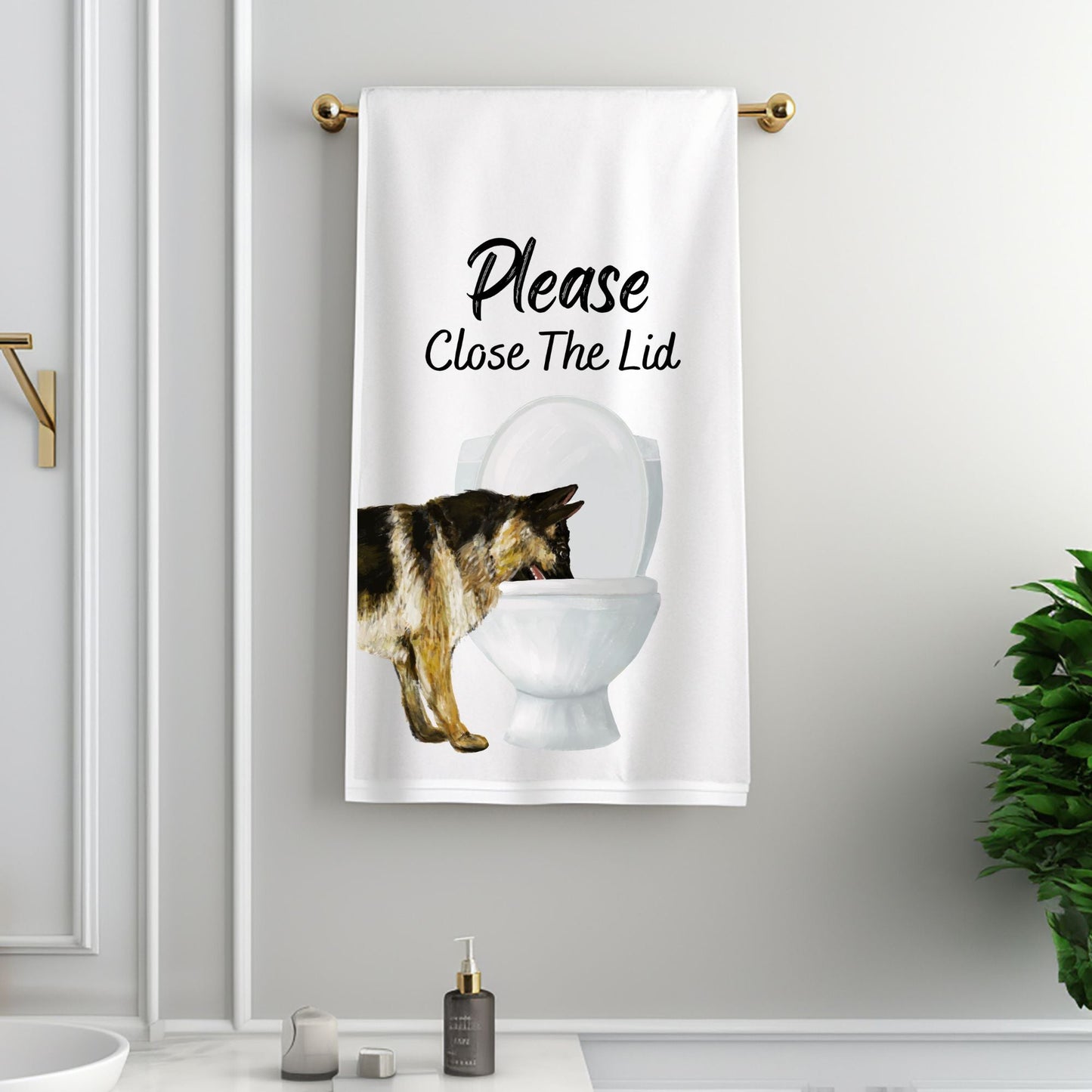 German Shepherd Bathroom Towel - MerikaArt
