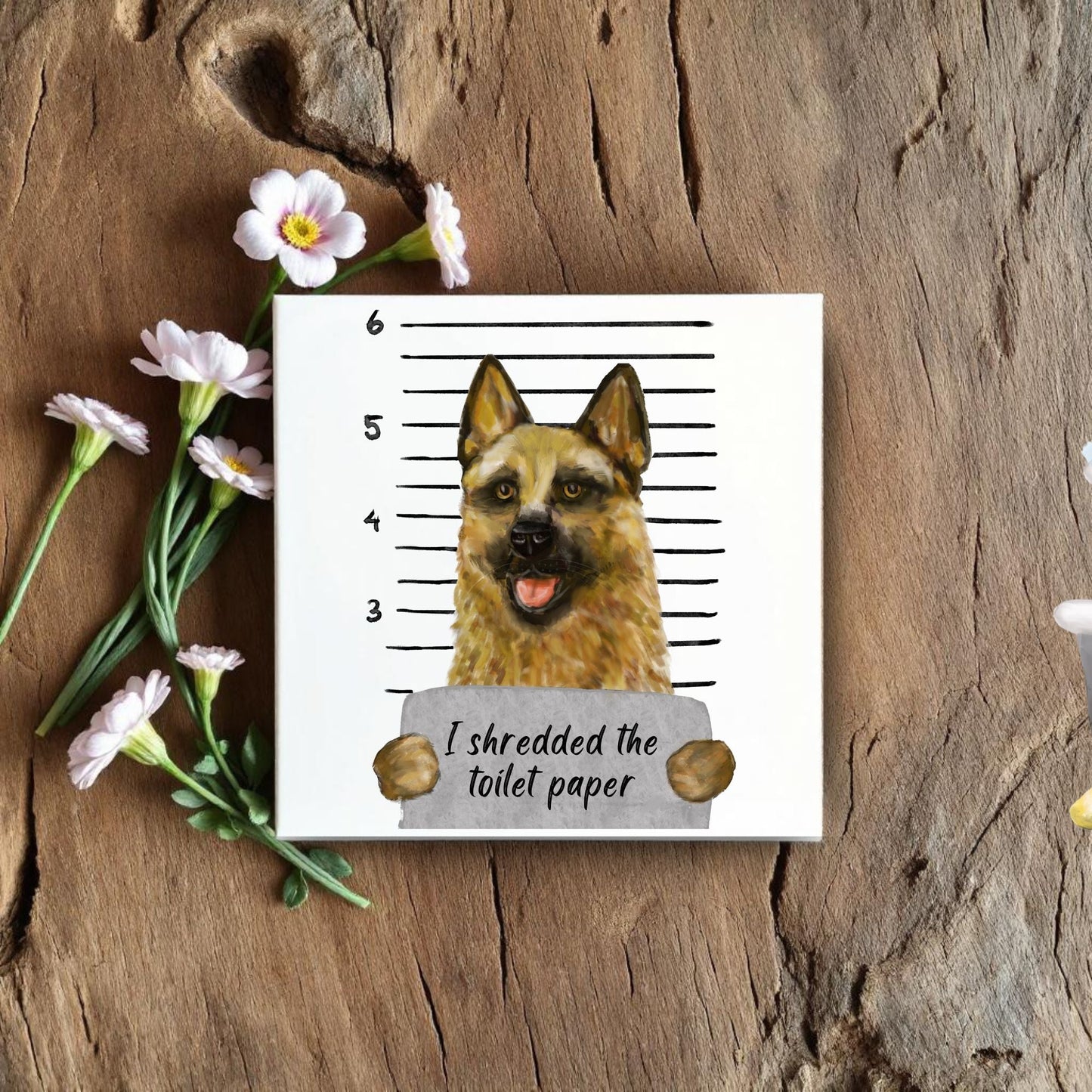 German Shepherd Ceramic Tile - MerikaArt